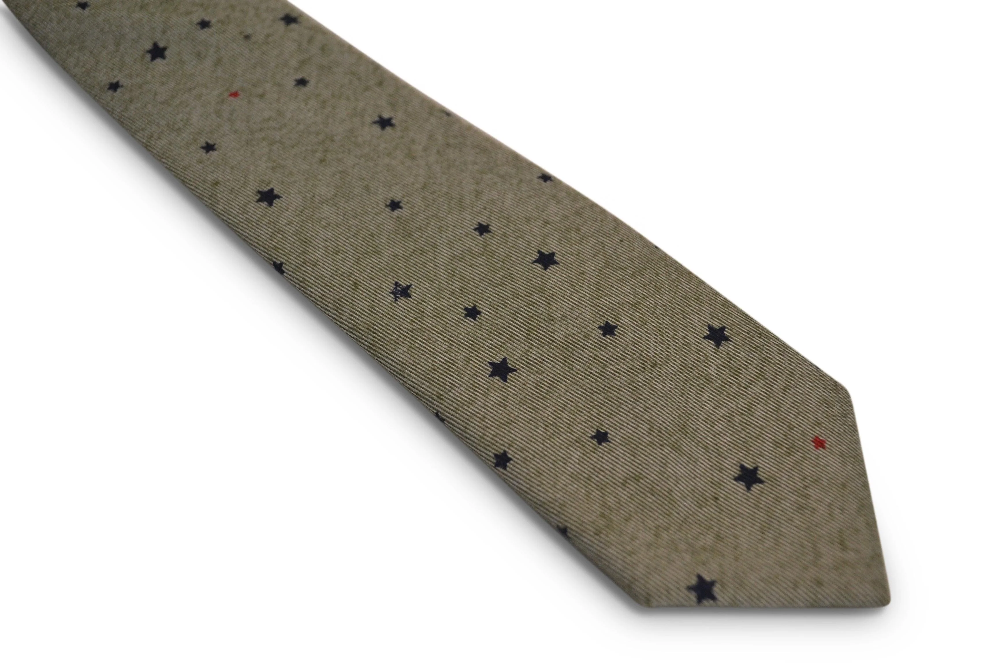 light grey green with star design cotton tie - Image 2