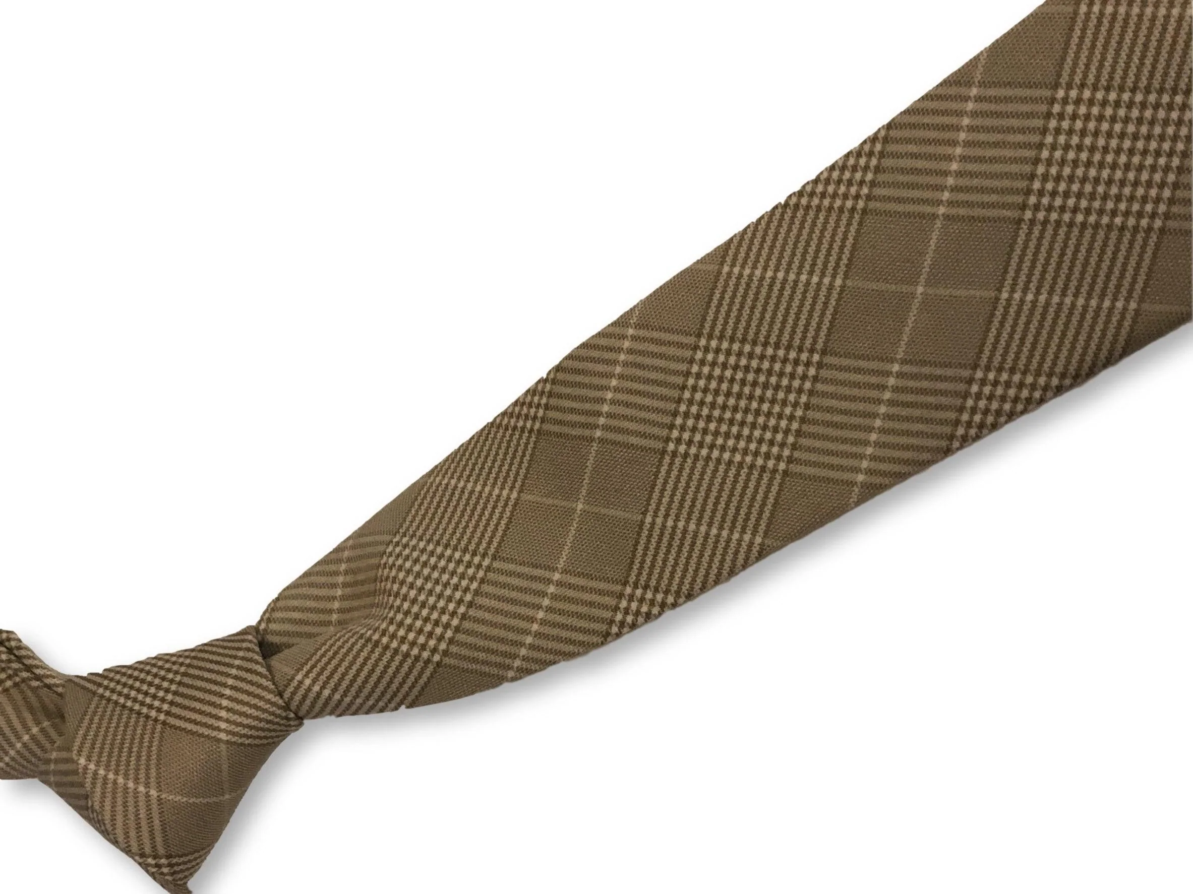 light sage khaki green prince of wales check design cotton tie - Image 3
