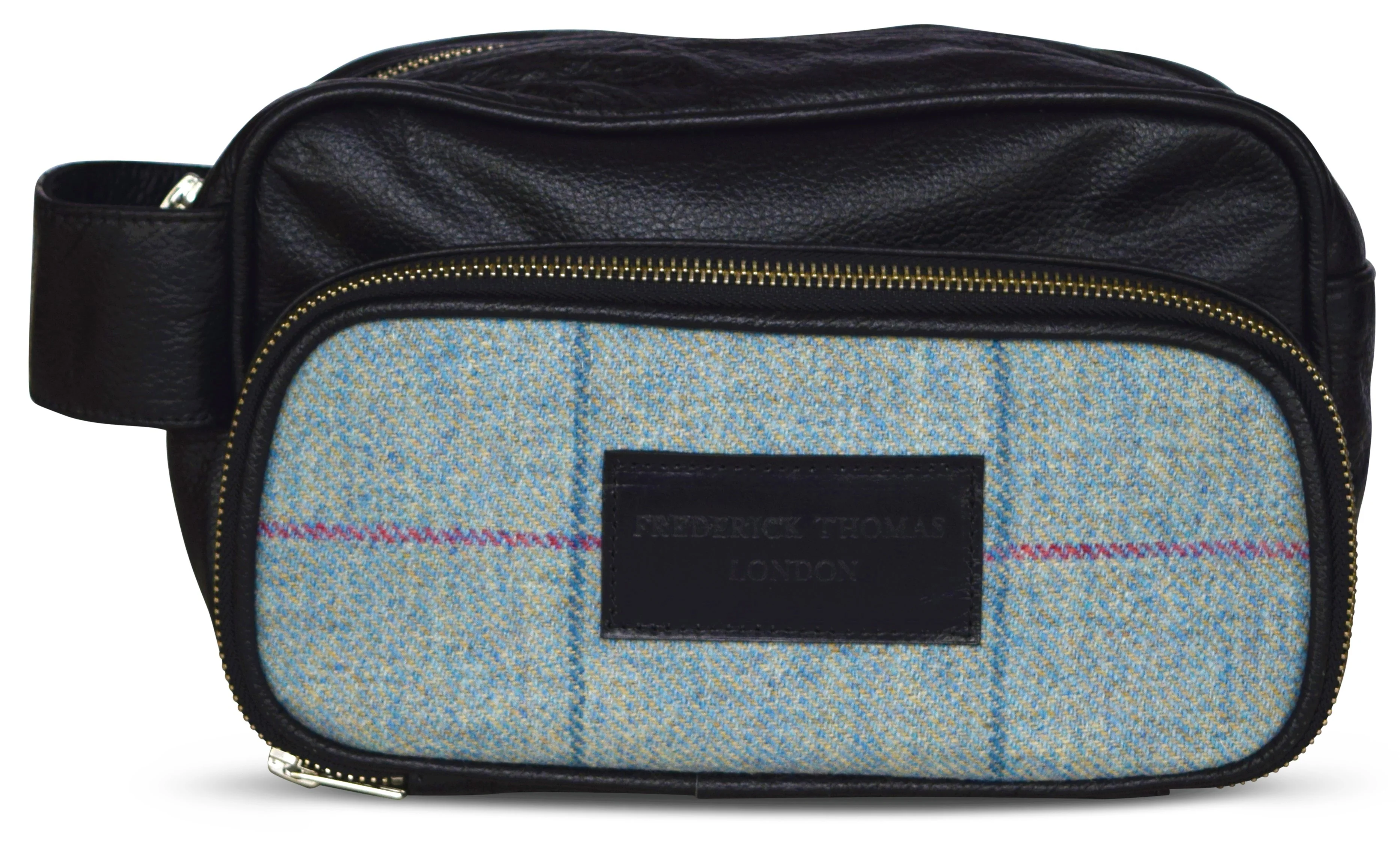 Light blue windowpane tweed weekend bag and matching wash bag - Image 4