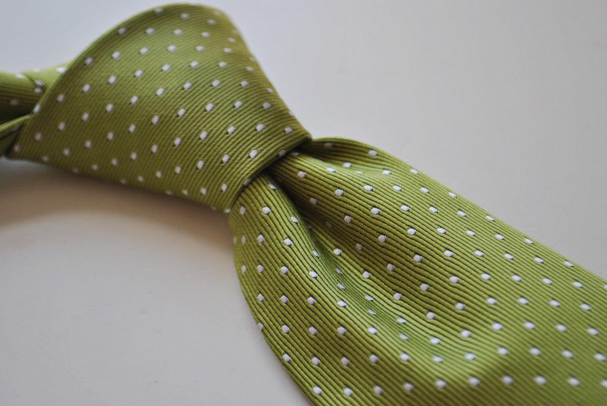 lime green and white pin spot tie - Image 2
