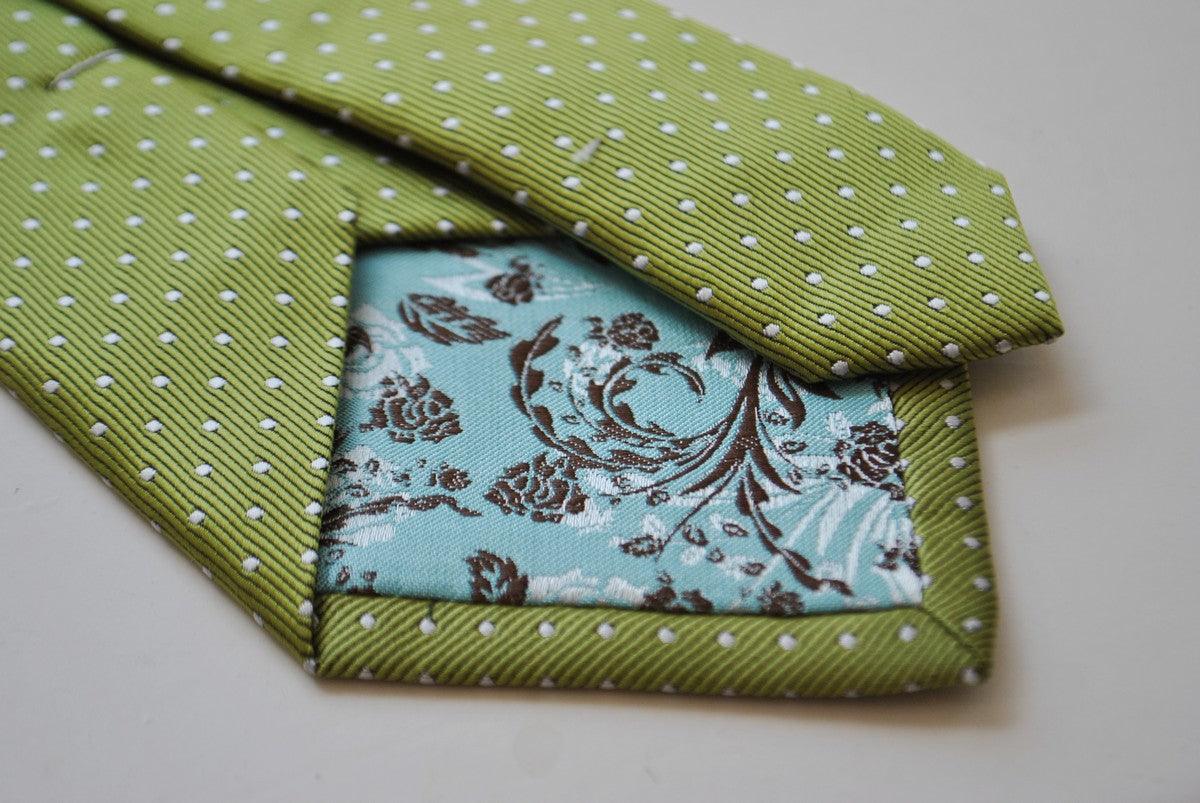 lime green and white pin spot tie - Image 3