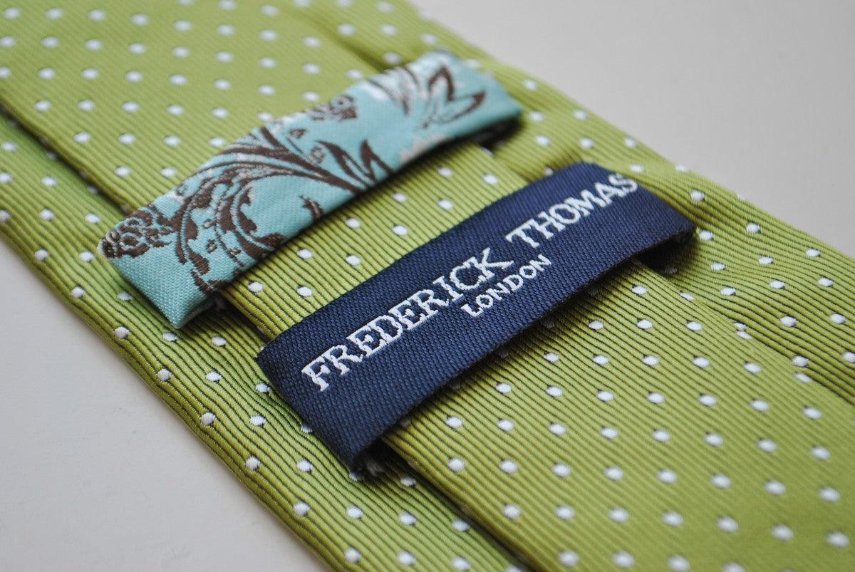 lime green and white pin spot tie - Image 4