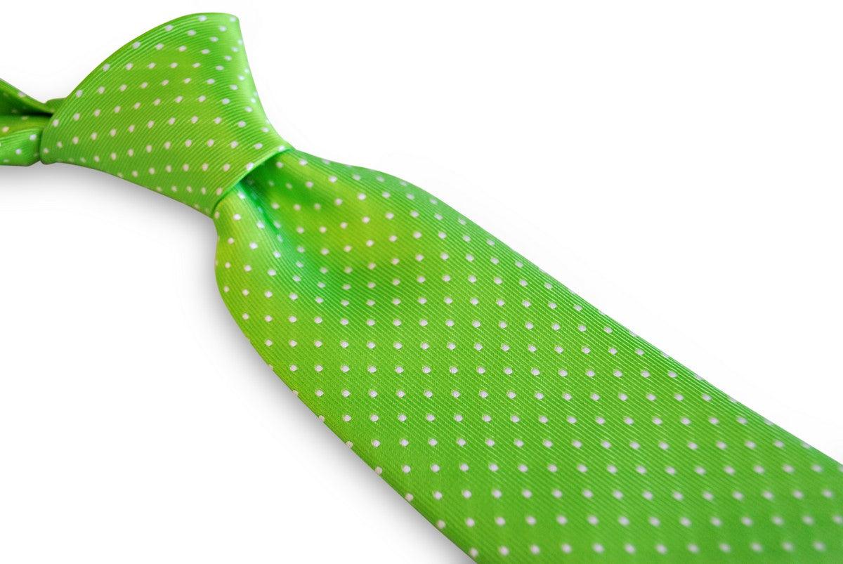 lime green tie with white pin spots - Image 2