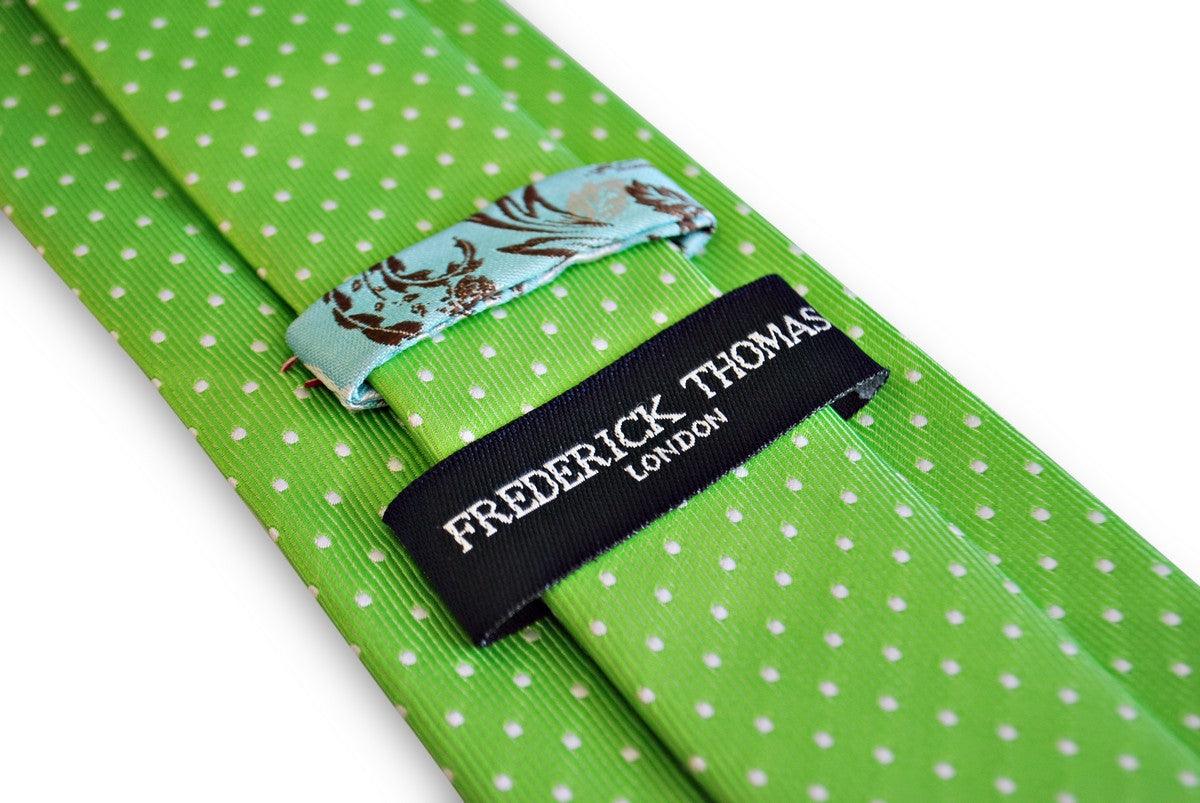 lime green tie with white pin spots - Image 4