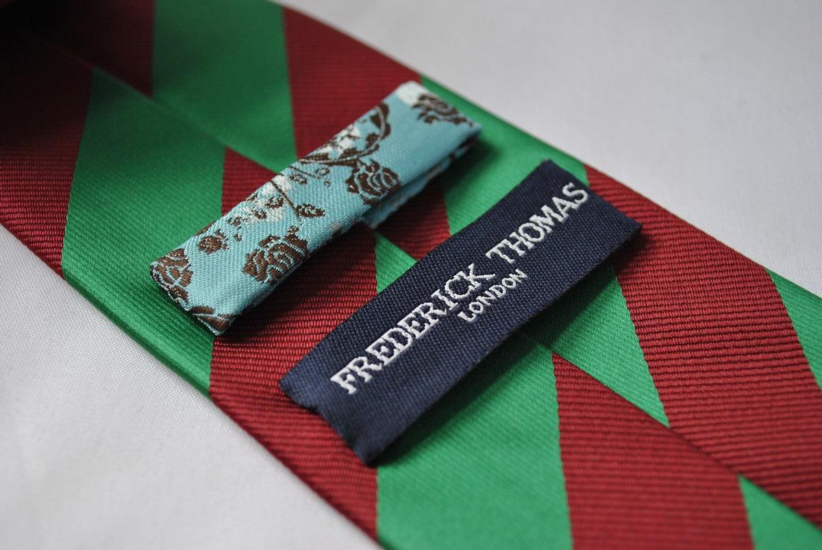 maroon and green barber striped tie - Image 4
