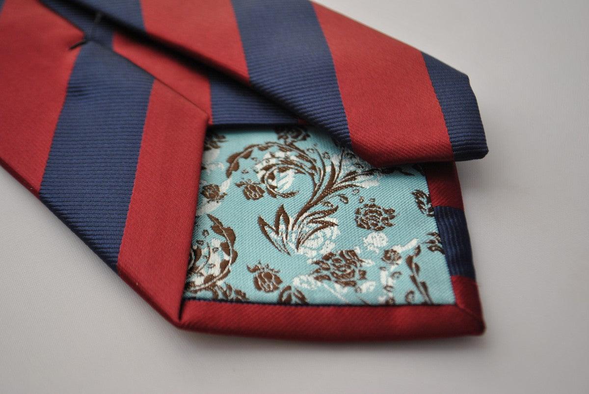 maroon and navy barber striped tie - Image 4