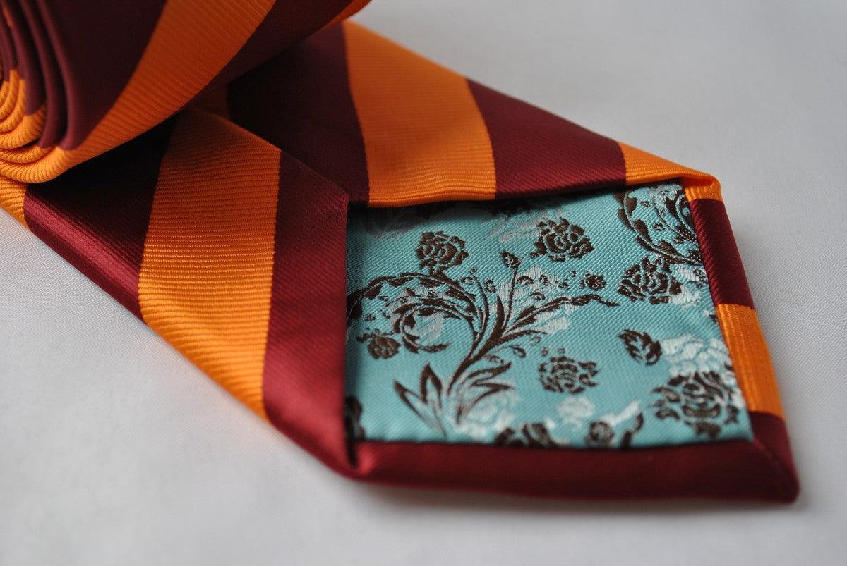 burnt orange and maroon barber striped tie - Image 2