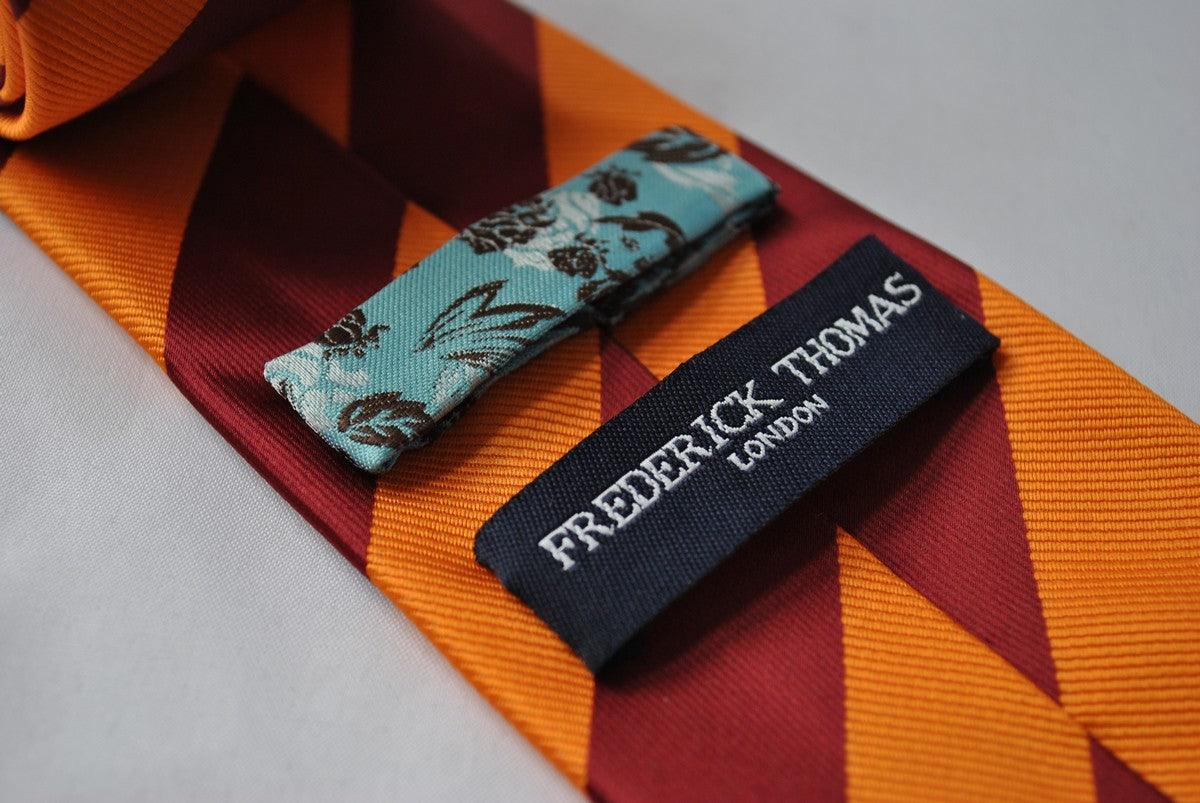 burnt orange and maroon barber striped tie - Image 3