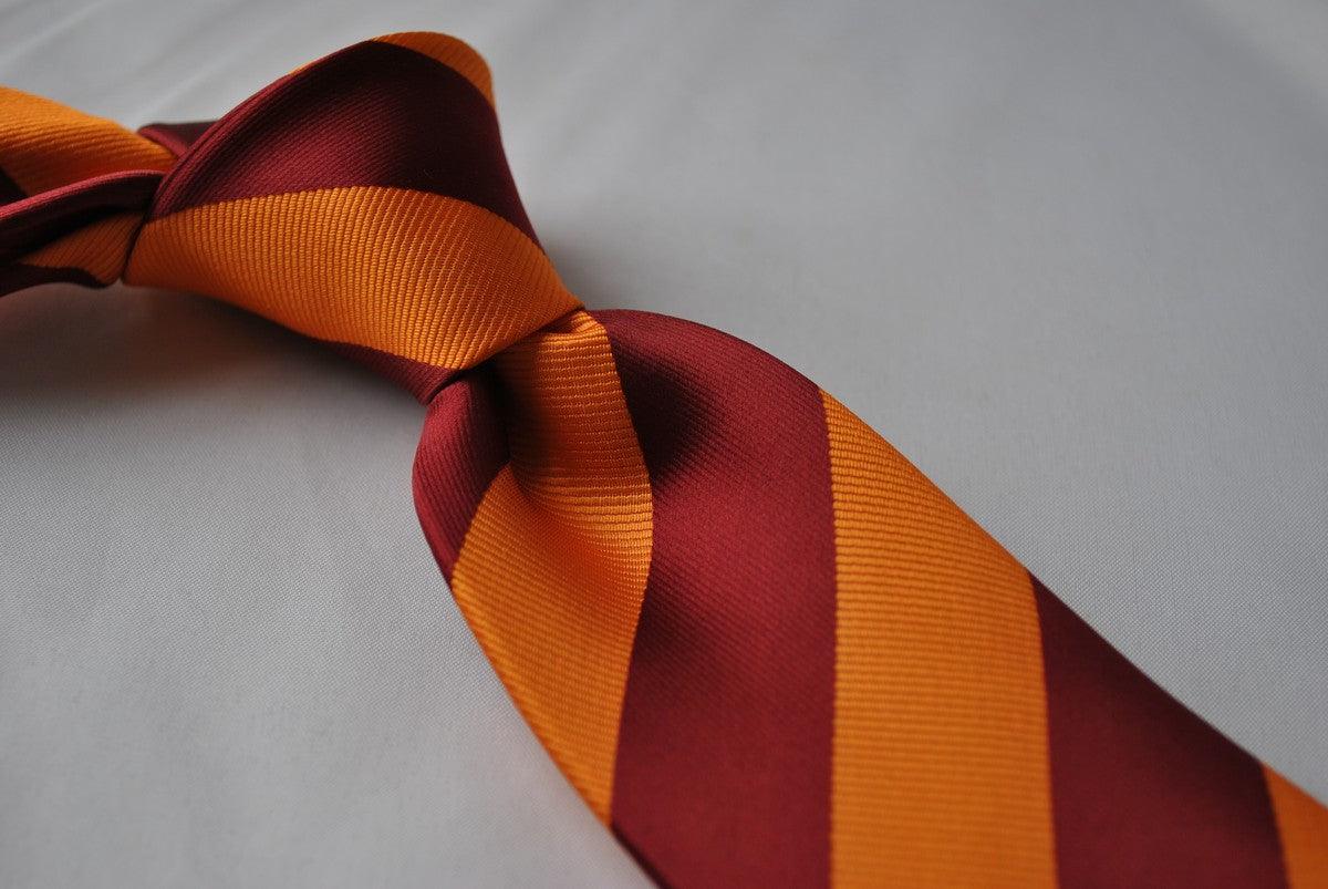 burnt orange and maroon barber striped tie - Image 4