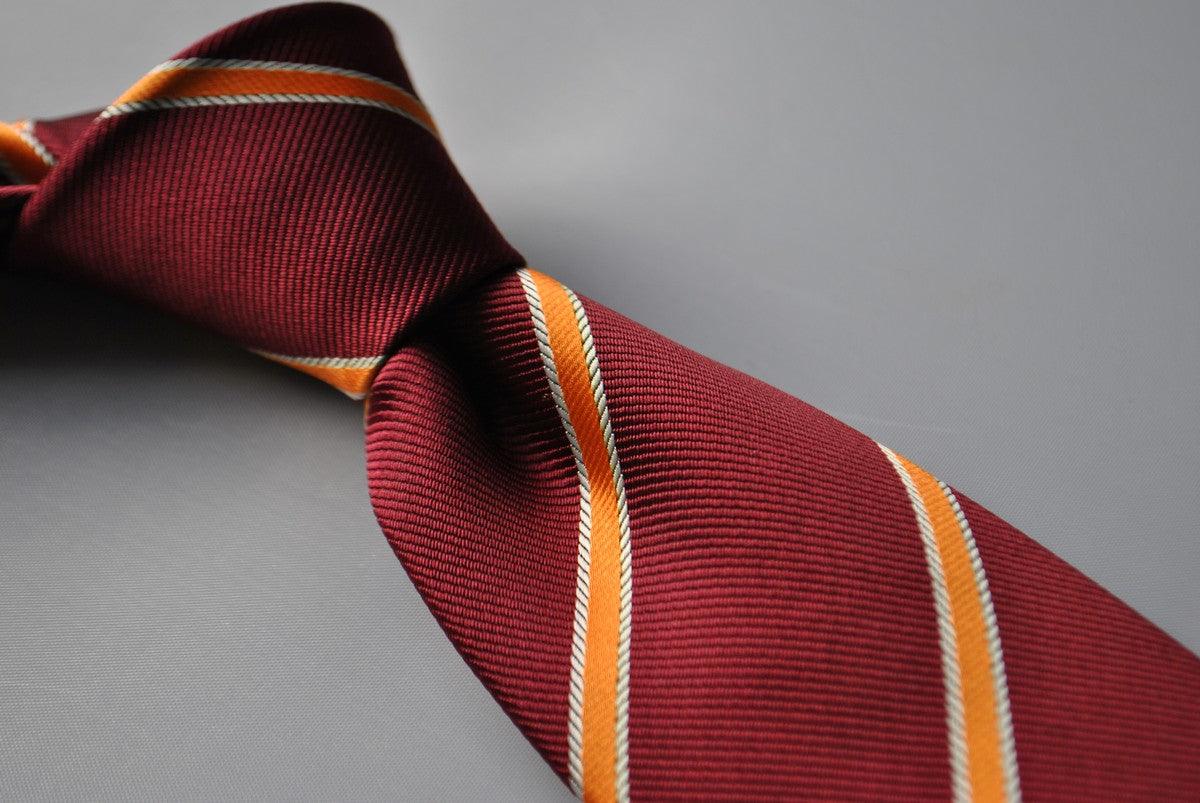 maroon and orange ribbon striped tie - Image 4