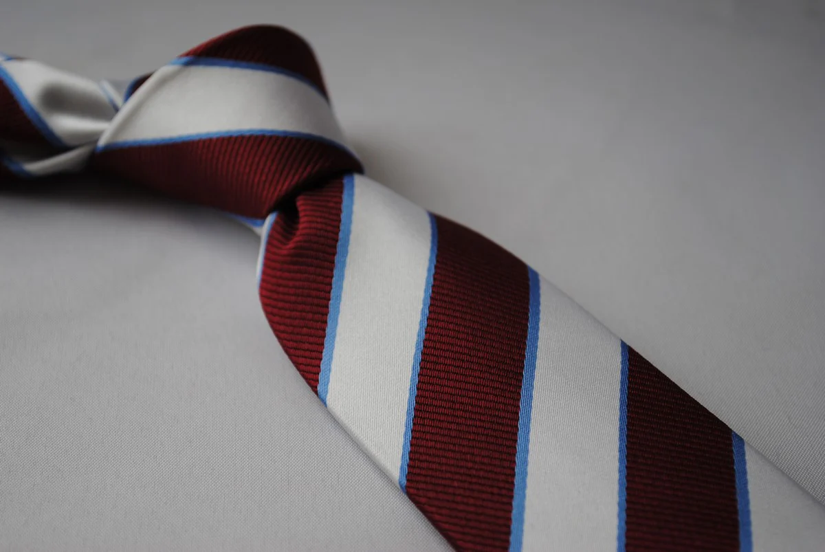 maroon and silver barber striped tie - Image 3