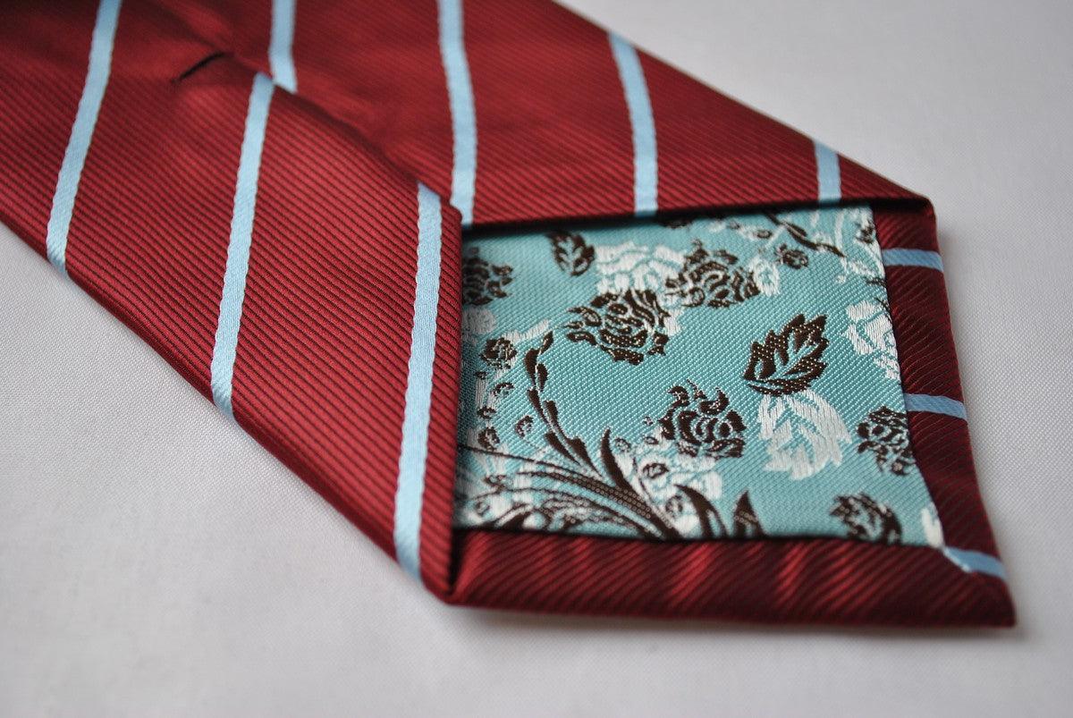 maroon and thin blue striped tie - Image 4