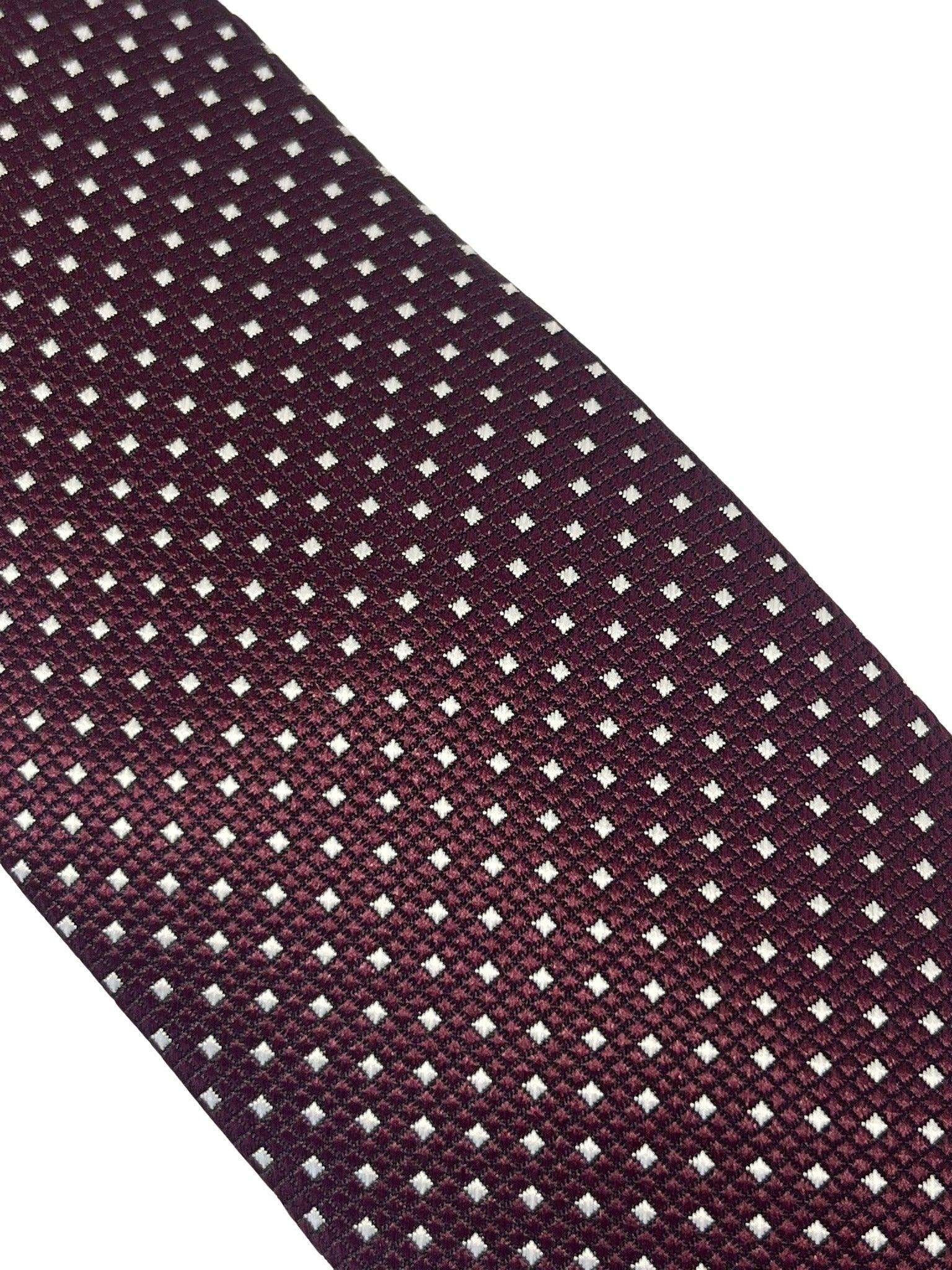 maroon burgundy red with white pin spot tie - Image 3