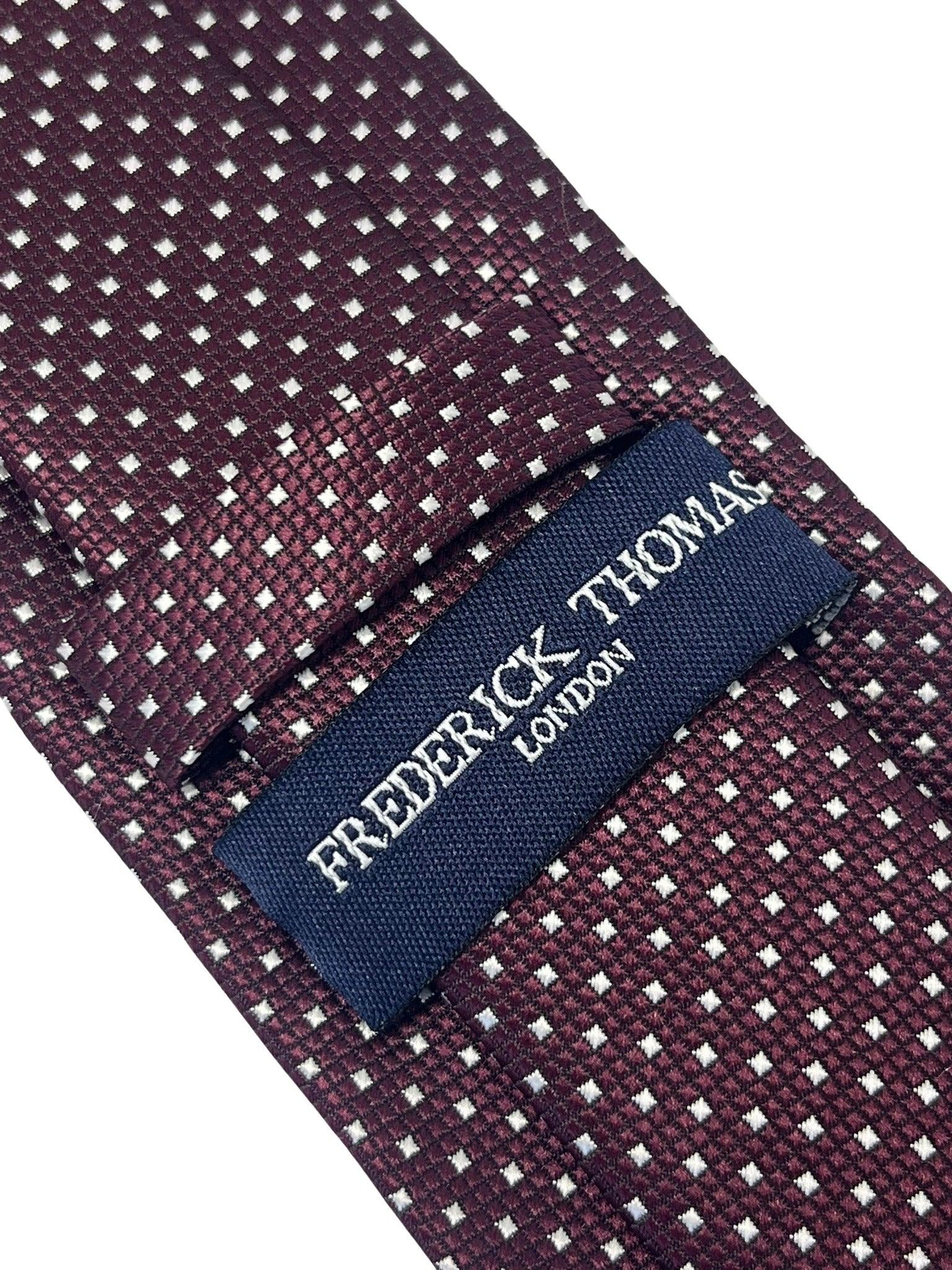 maroon burgundy red with white pin spot tie - Image 4