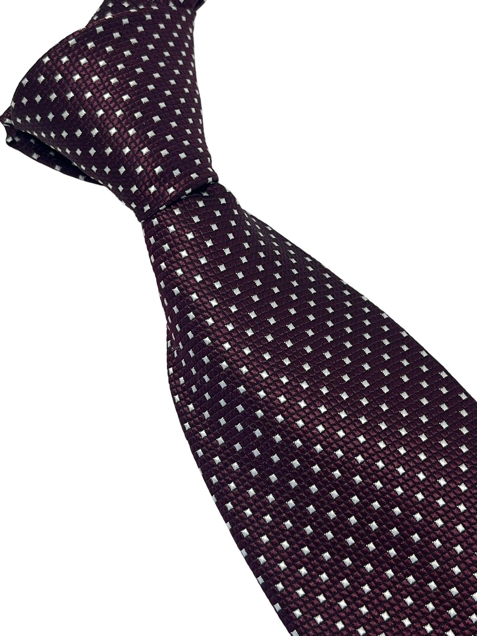 maroon burgundy red with white pin spot tie - Image 6