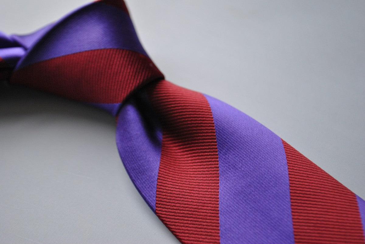 maroon red and cadbury purple barber striped tie - Image 3