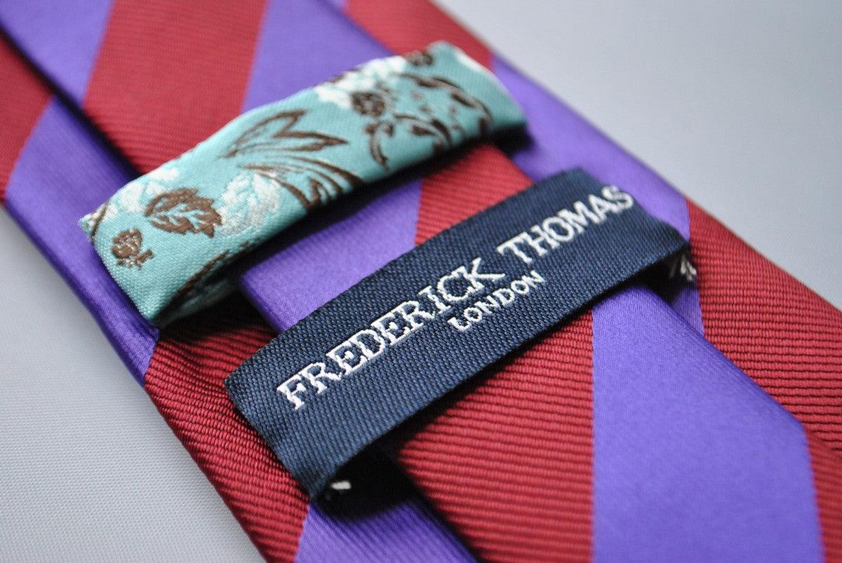 maroon red and cadbury purple barber striped tie - Image 4