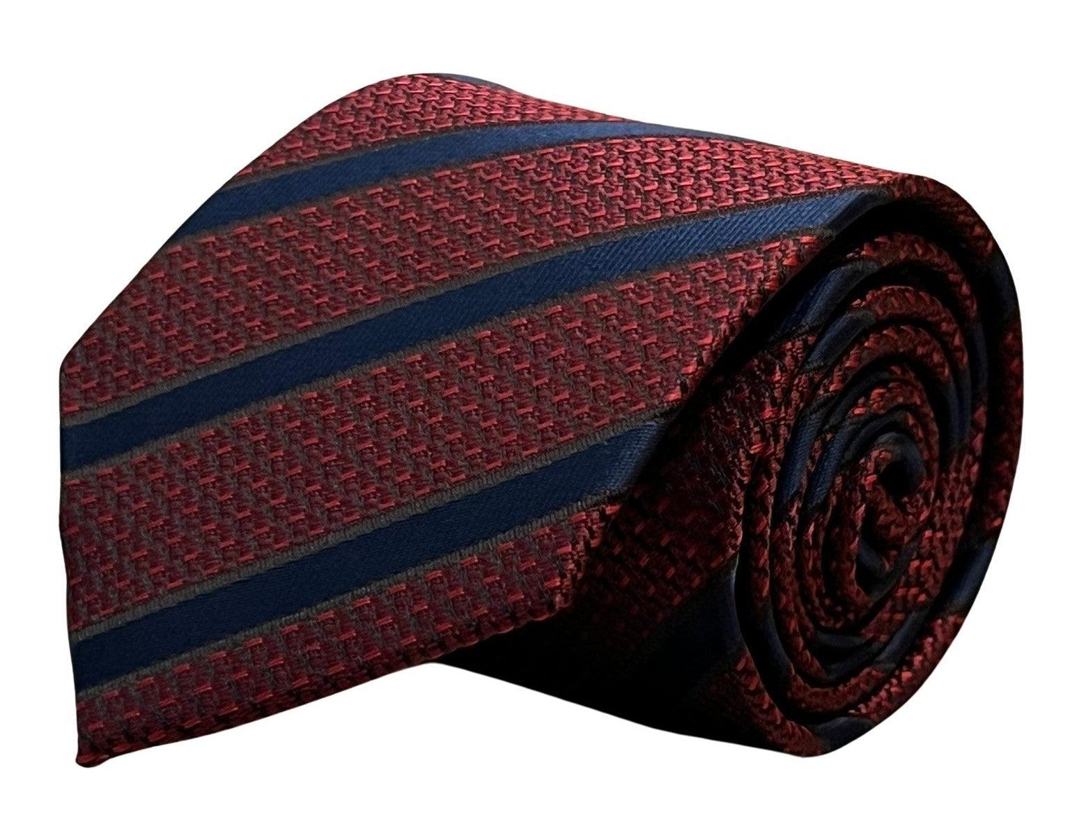 maroon red tie with snakeskin style and black stripes - Image 2
