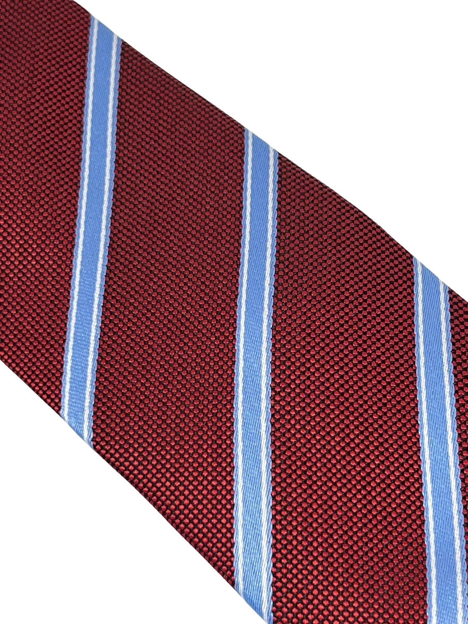 Maroon tie with light blue stripe - Image 3