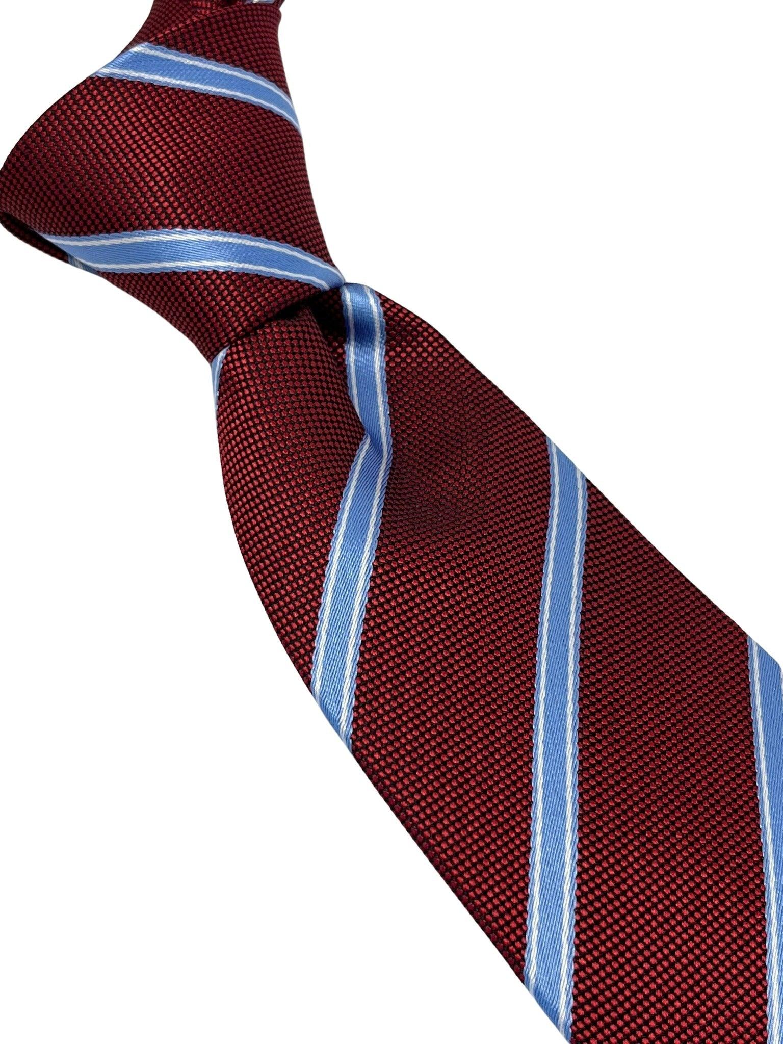Maroon tie with light blue stripe - Image 6