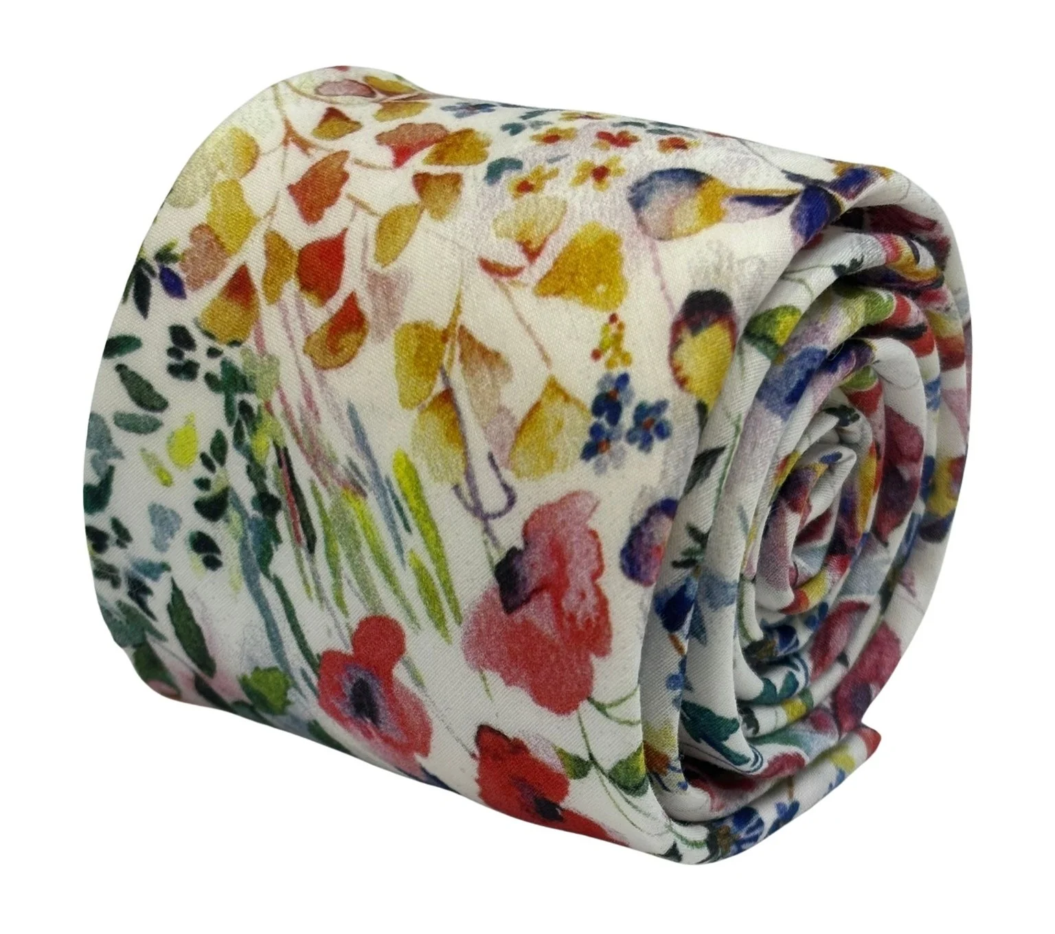 matching Felda print watercolour floral wildflower cotton necktie and pocket square
