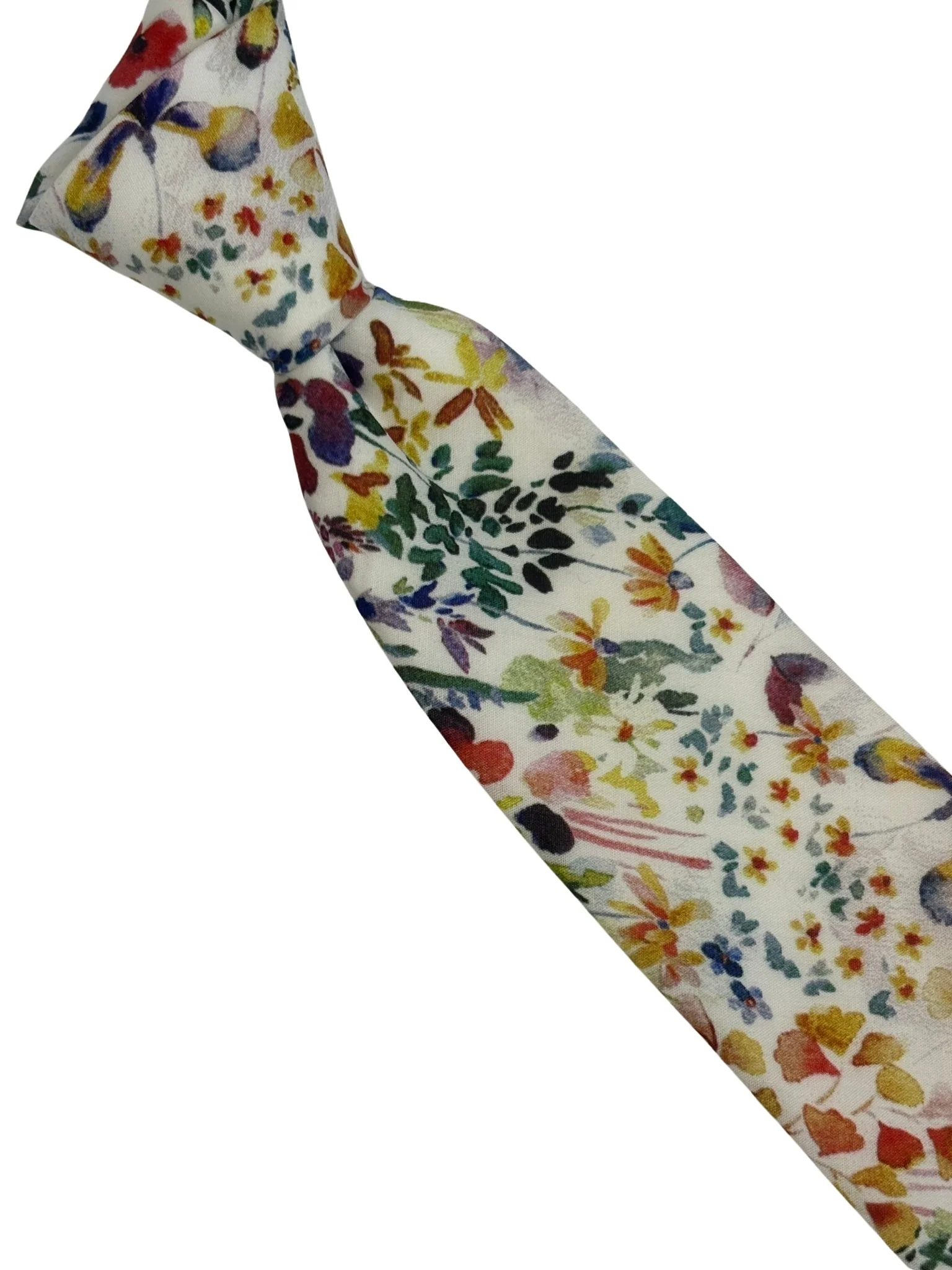 matching Felda print watercolour floral wildflower cotton necktie and pocket square - Image 6