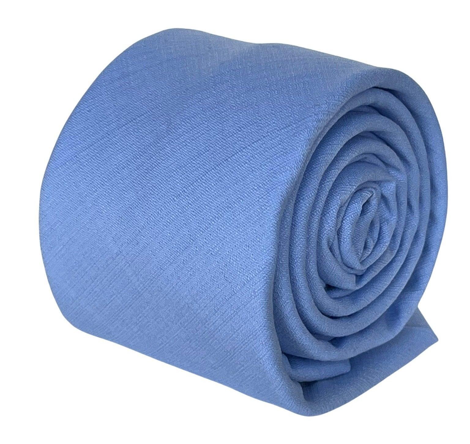 Matching light baby dusky pale blue bamboo tie and pocket square - Image 2
