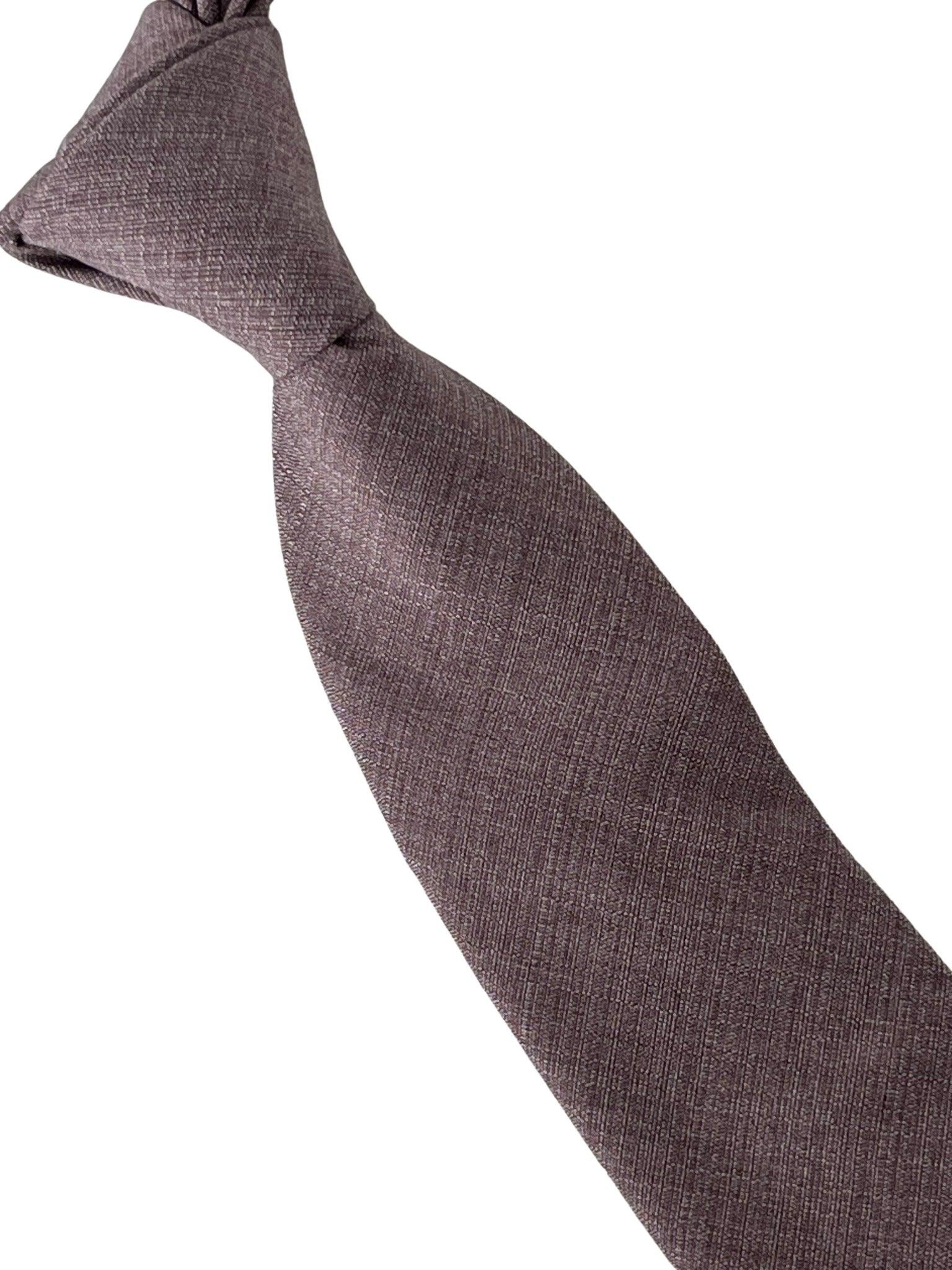 Matching plain mauve brown bamboo tie and pocket square - Image 3