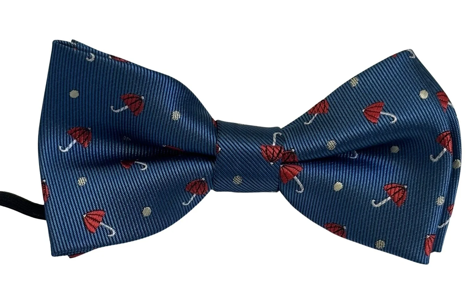 child's medium denim dark blue bow tie with a cute umbrella design - Image 2