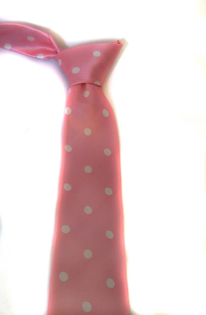 medium pink tie with white polka dots - Image 3