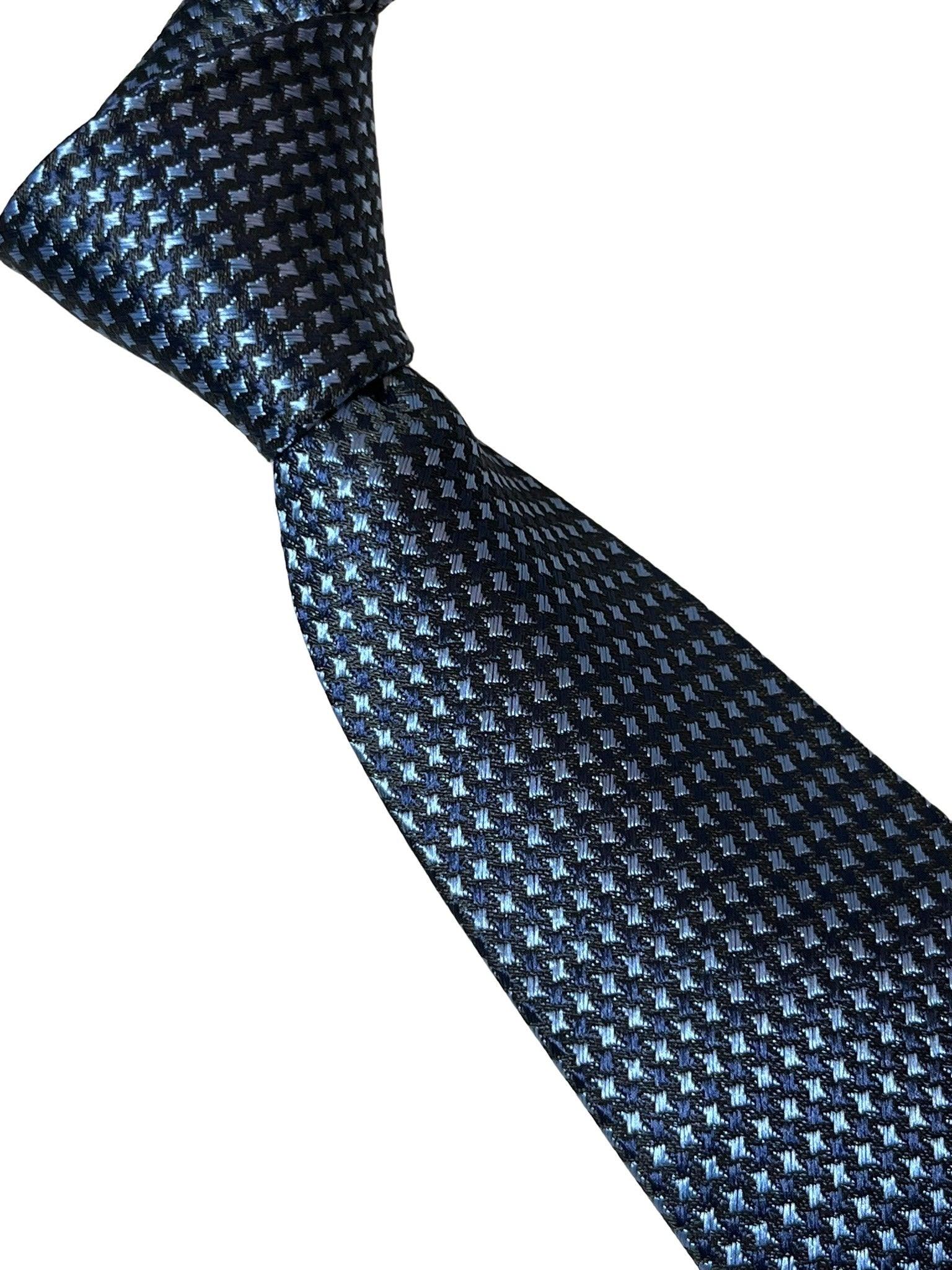 navy dark blue tie with dogtooth houndstooth design - Image 6