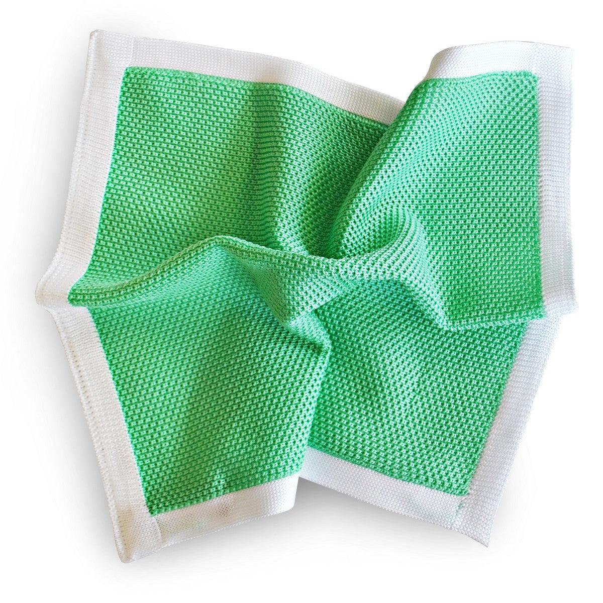 mint green knitted pocket square with white edging - Image 3