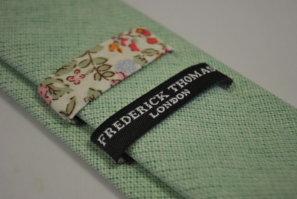 mint green slim linen tie - Image 3