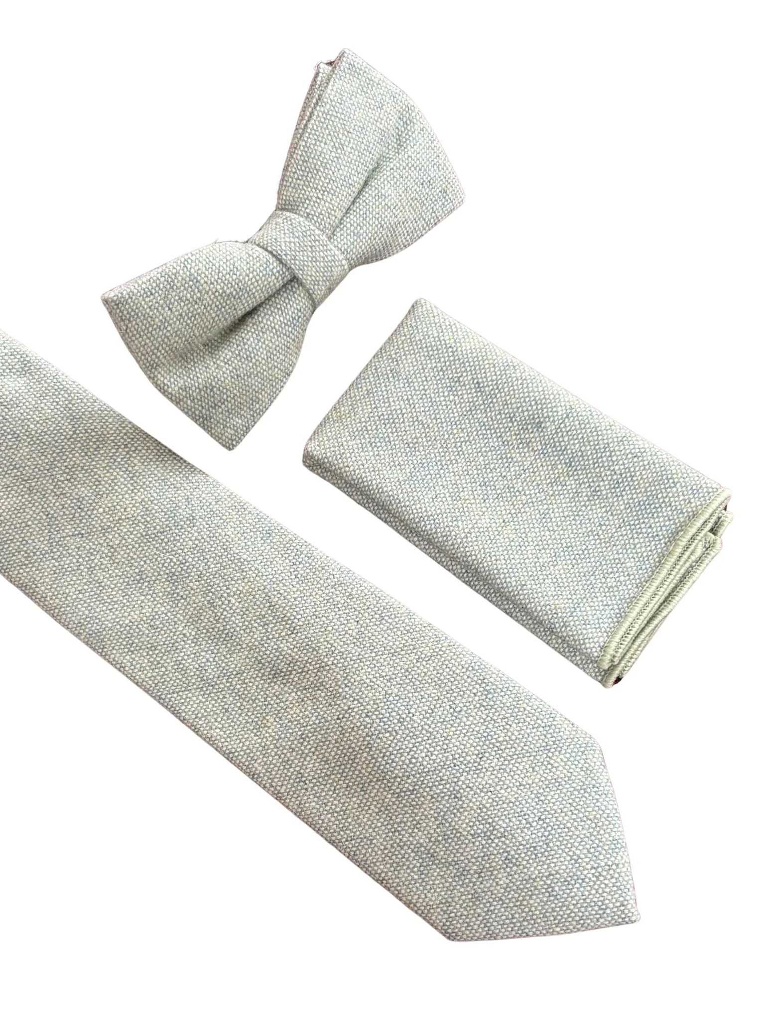 mint pistachio wool tie with  blue flecks - Image 7