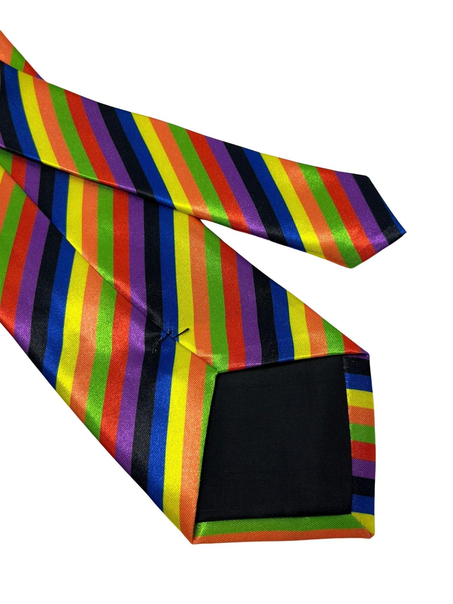Multicoloured rainbow stripe tie - Image 5