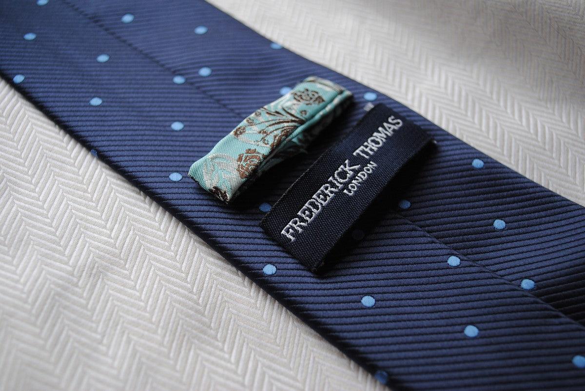navy tie with blue polka dots - Image 4