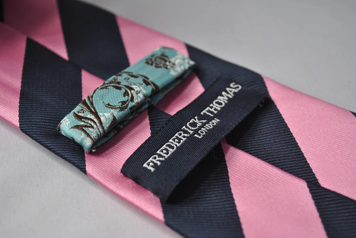navy and pink barber striped tie - Image 2