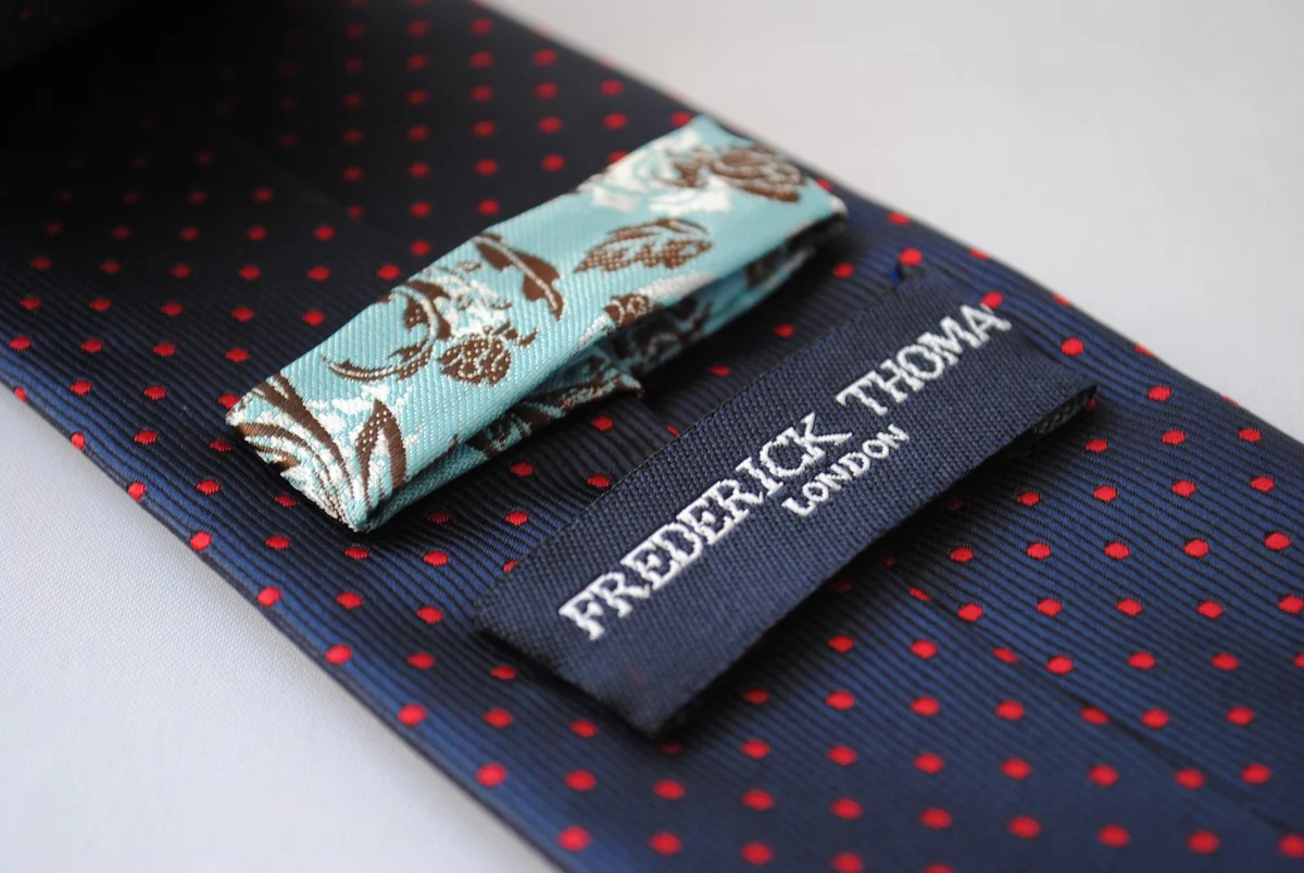navy and red pin spot design tie - Image 2