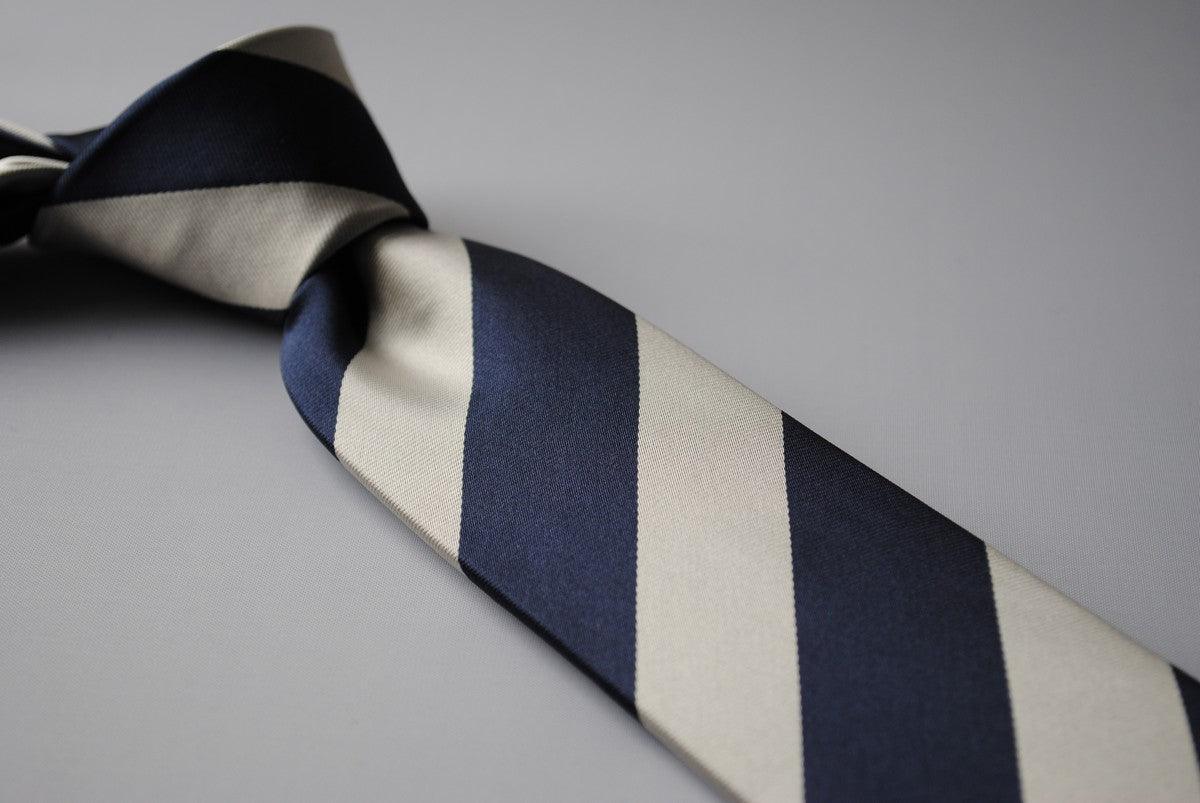 navy and silver barber stripe tie - Image 3