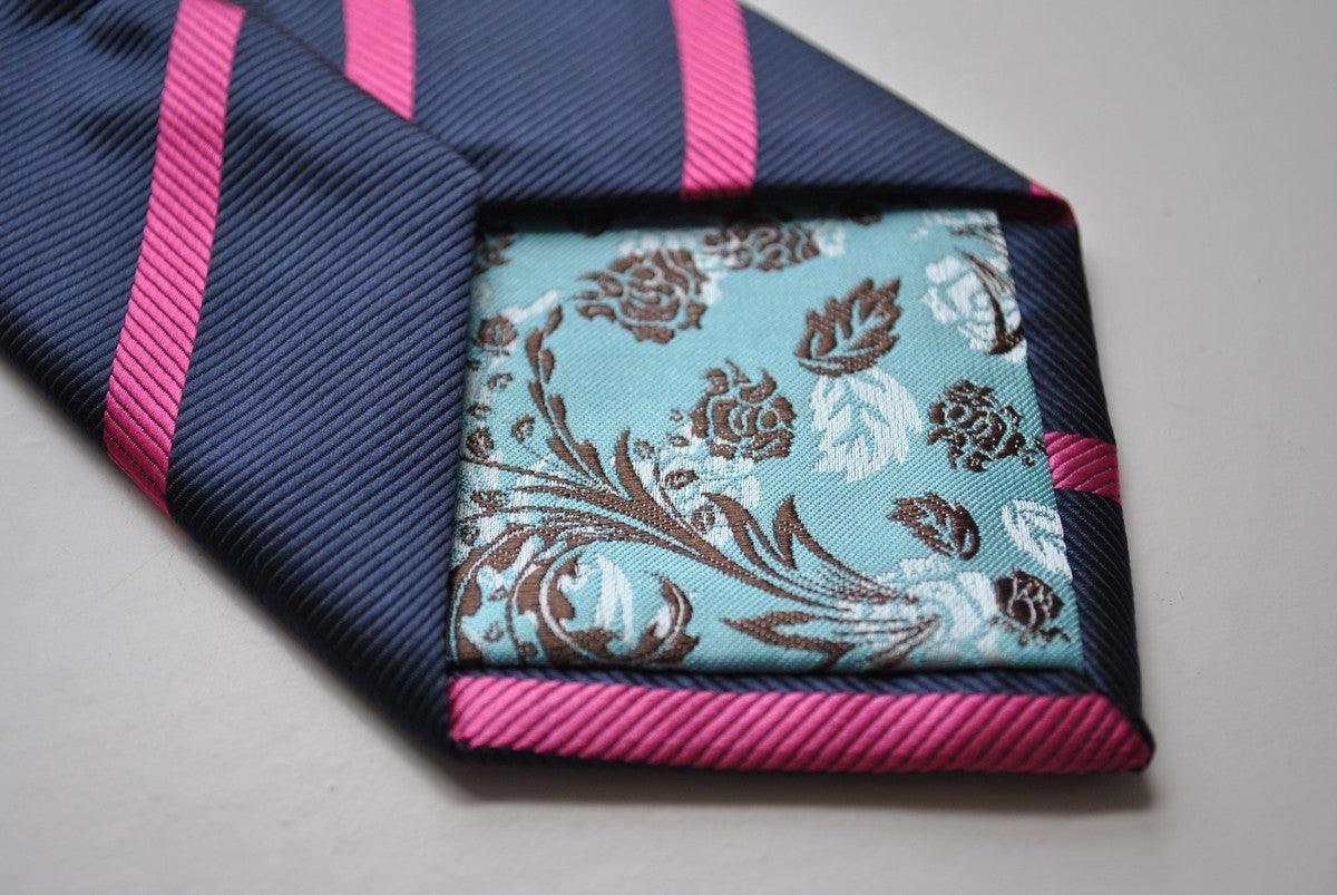 navy blue and hot pink club striped tie - Image 4