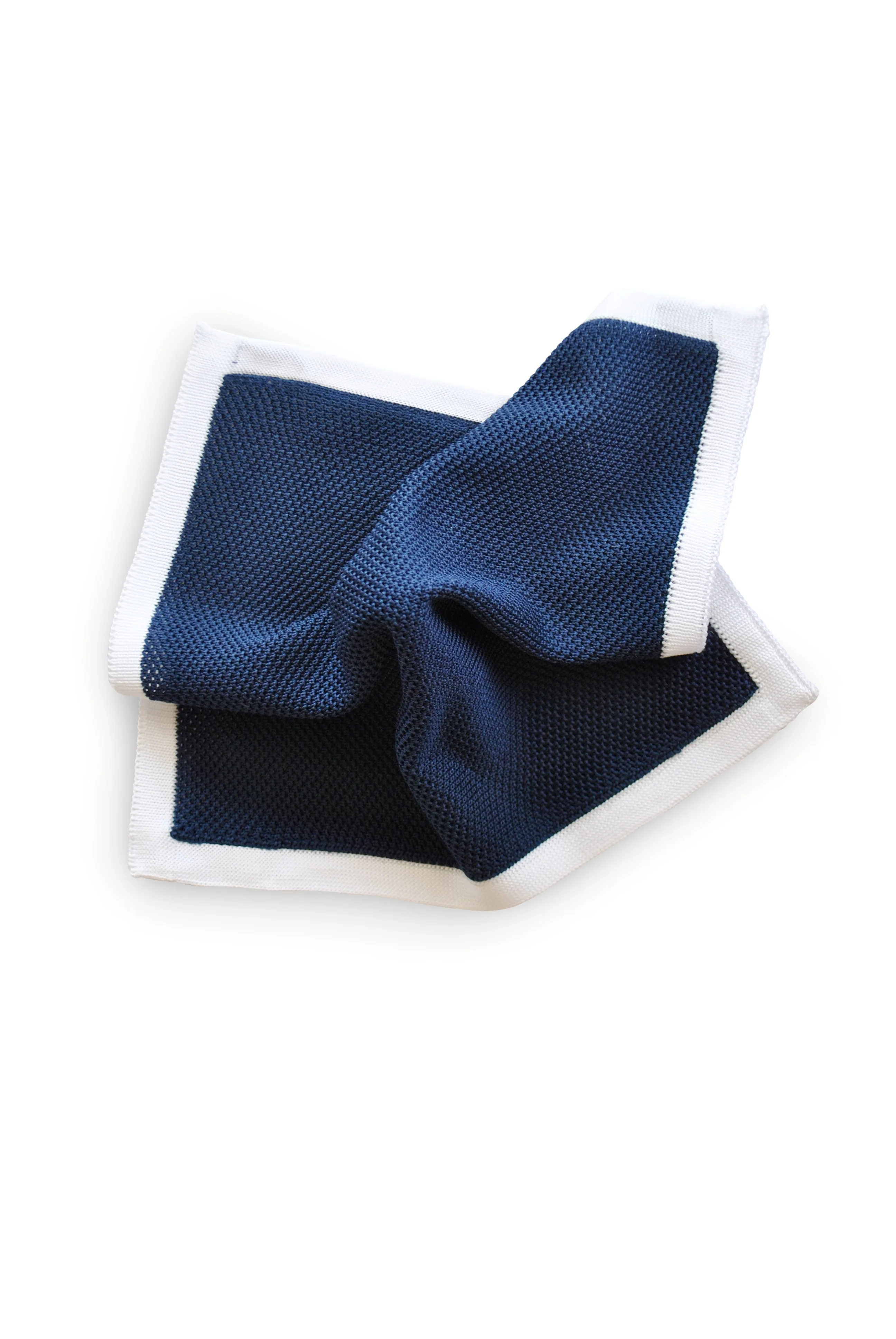 navy blue knitted tie with matching pocket square - Image 3