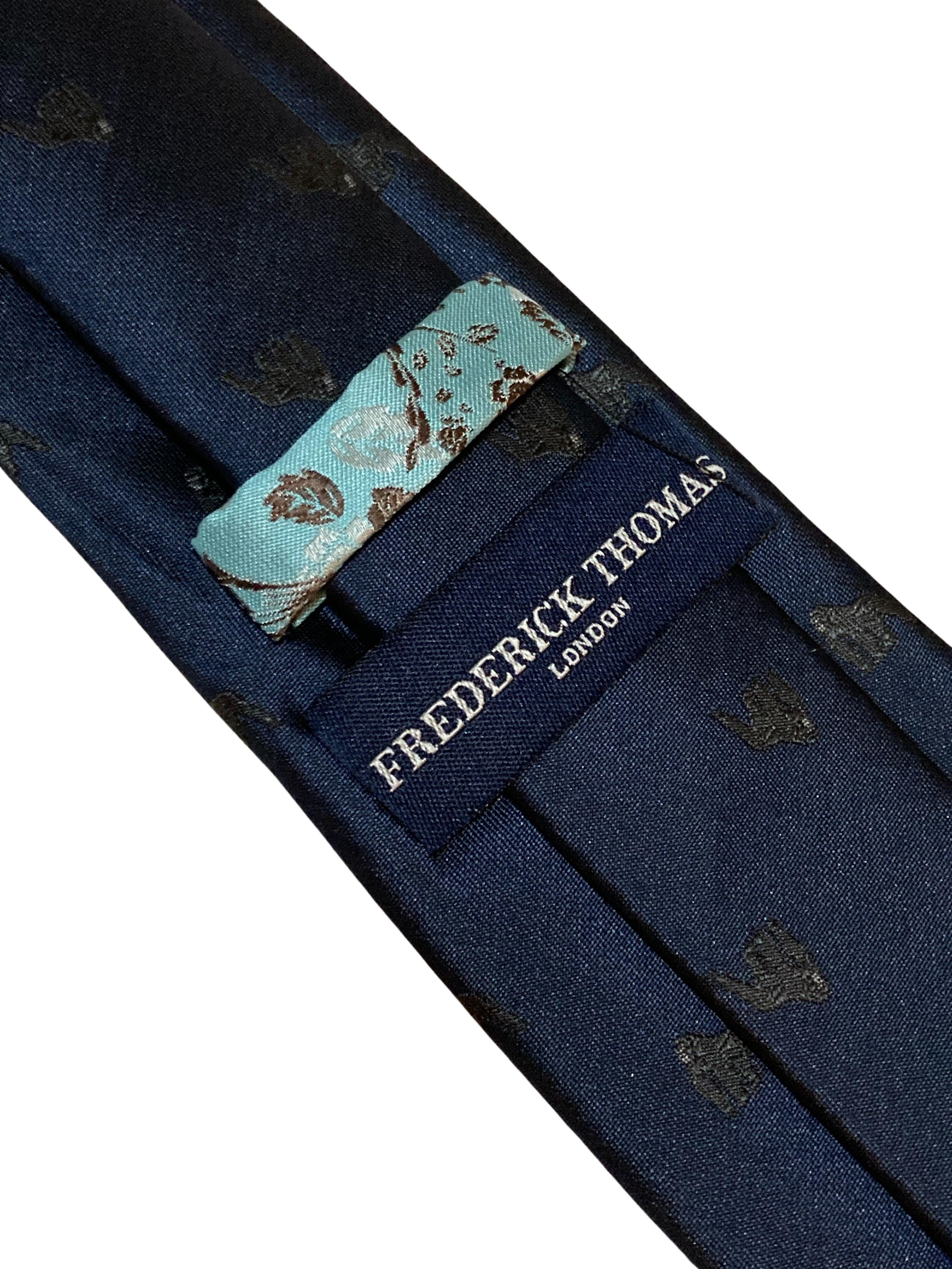 navy blue tie with black gorilla embroidered design - Image 3