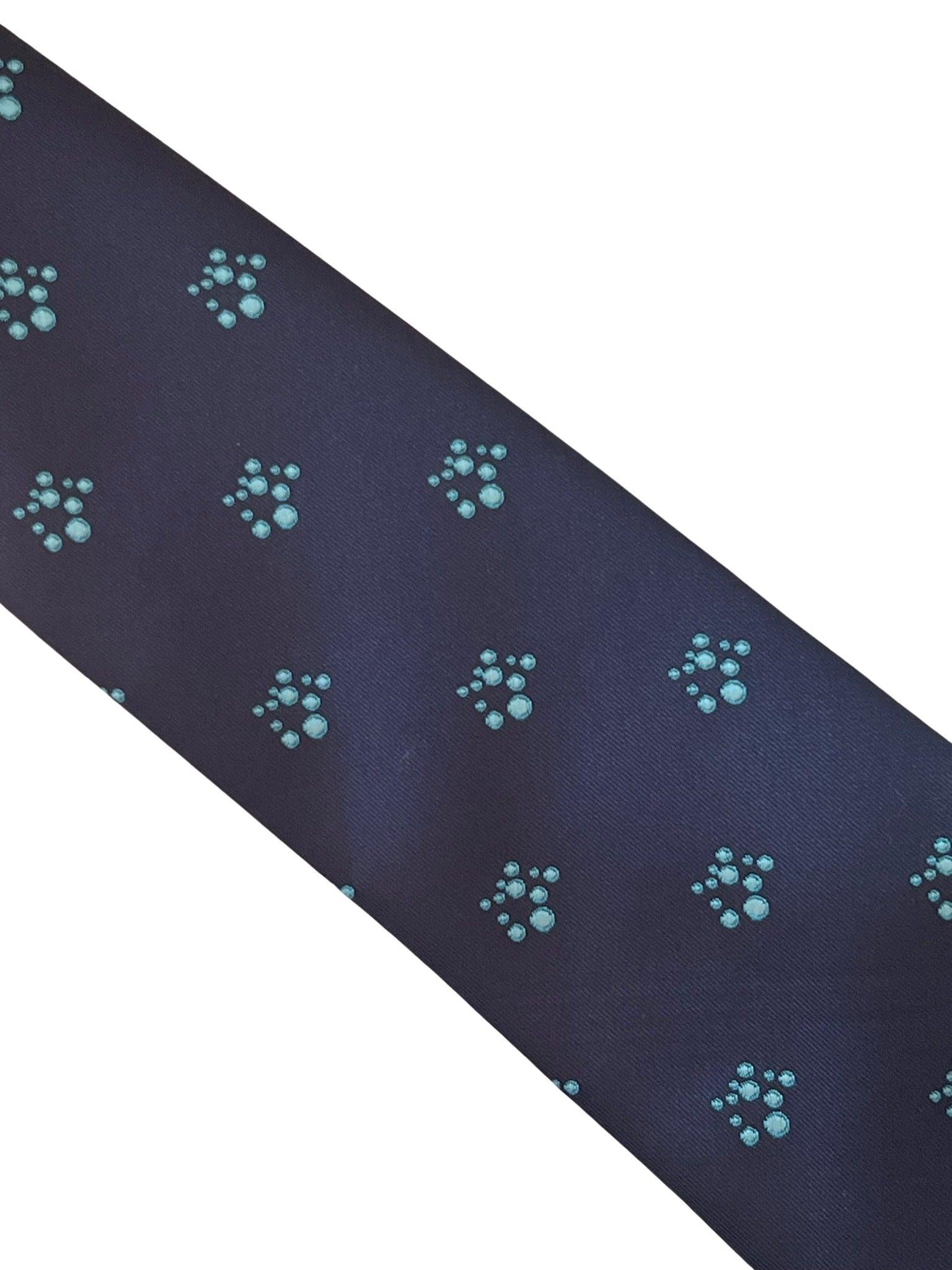 navy blue tie with blue bubbles design - Image 2