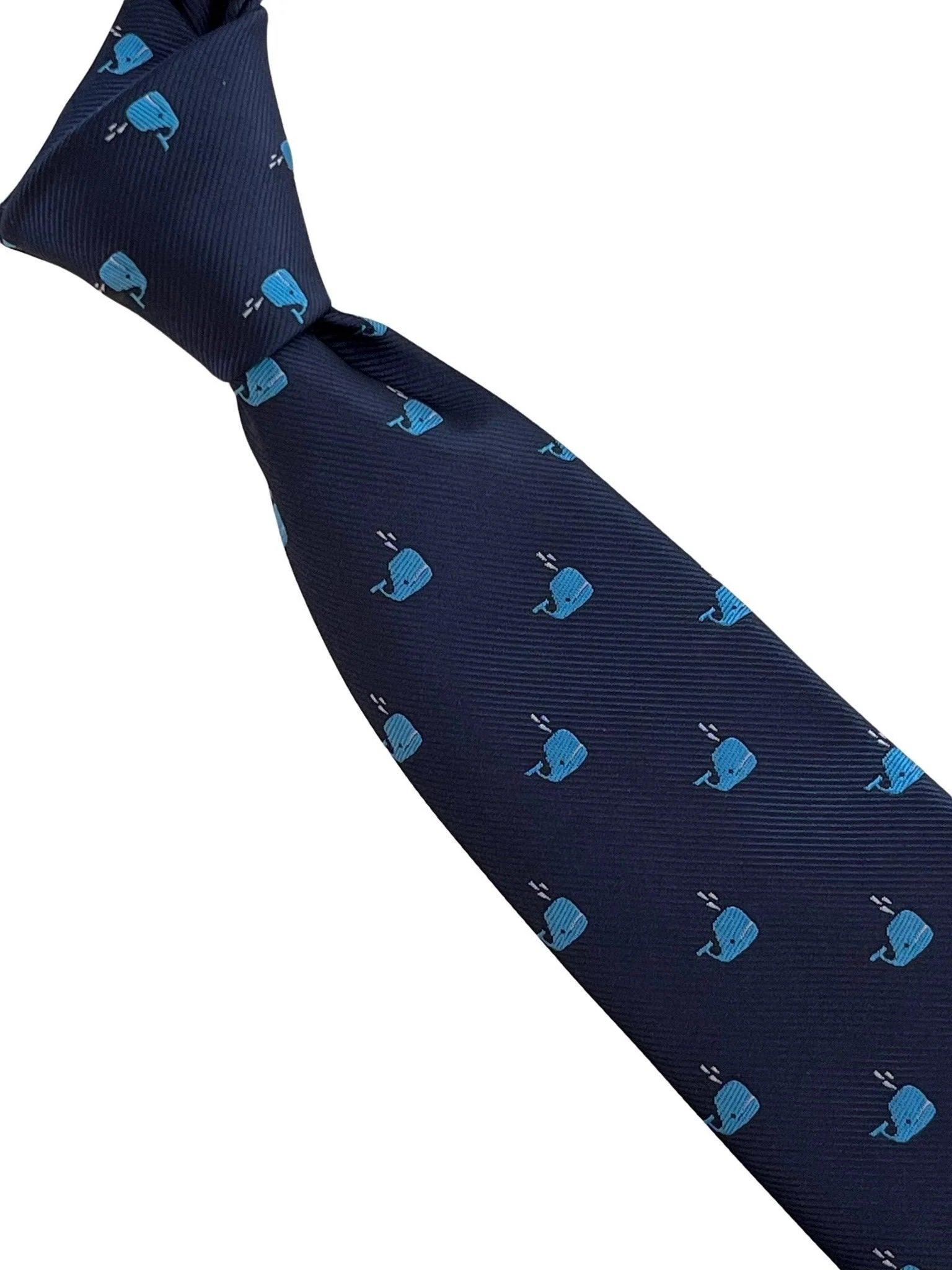 navy blue tie with blue whale design - Image 6