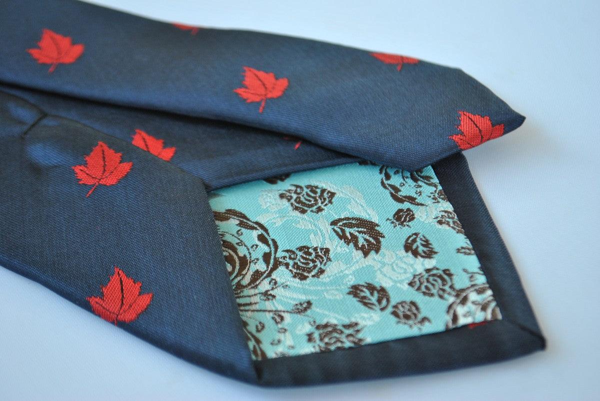 navy blue tie with canadian maple leaf design - Image 3