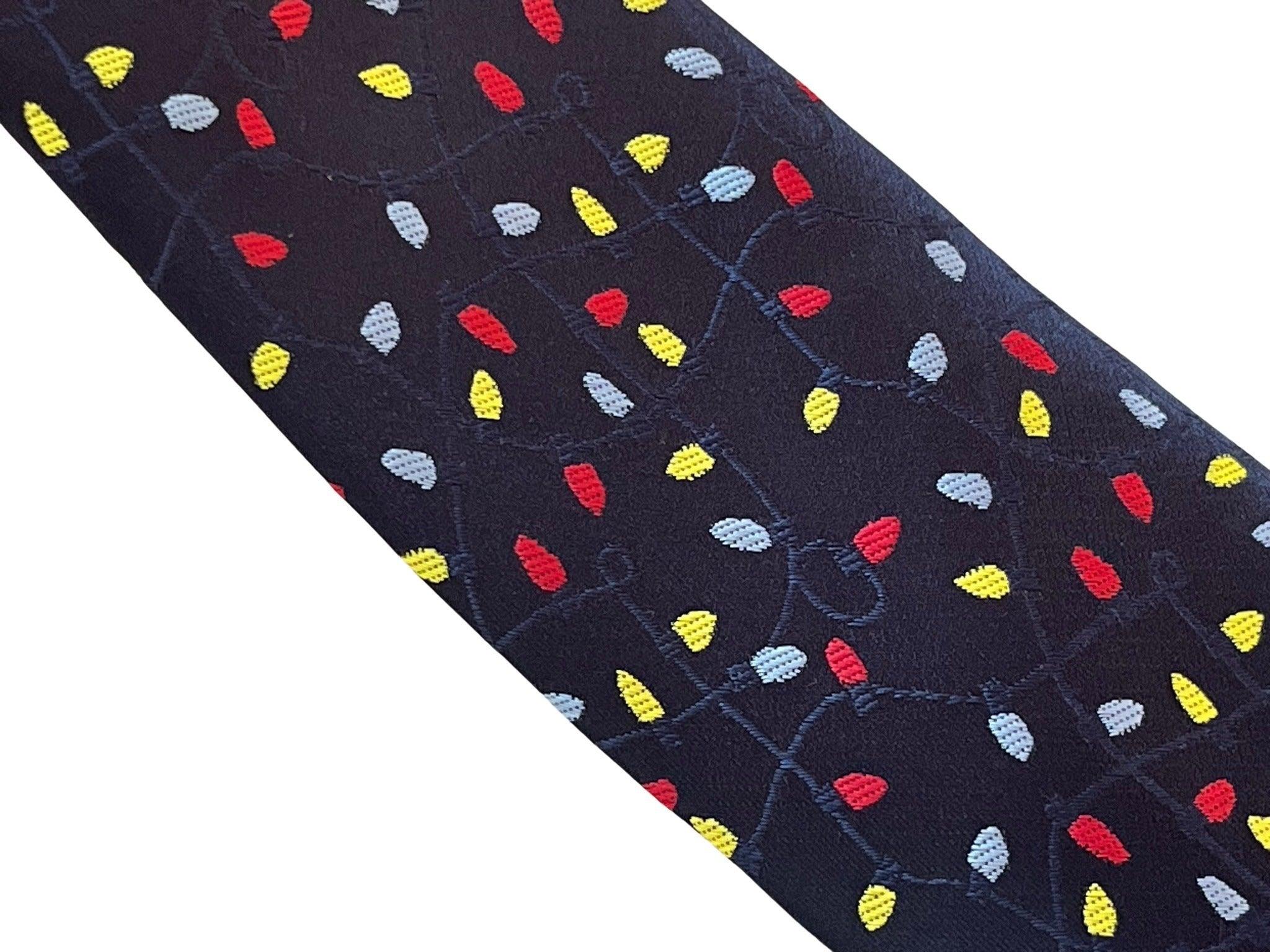 navy blue tie with Christmas lights design - Image 2