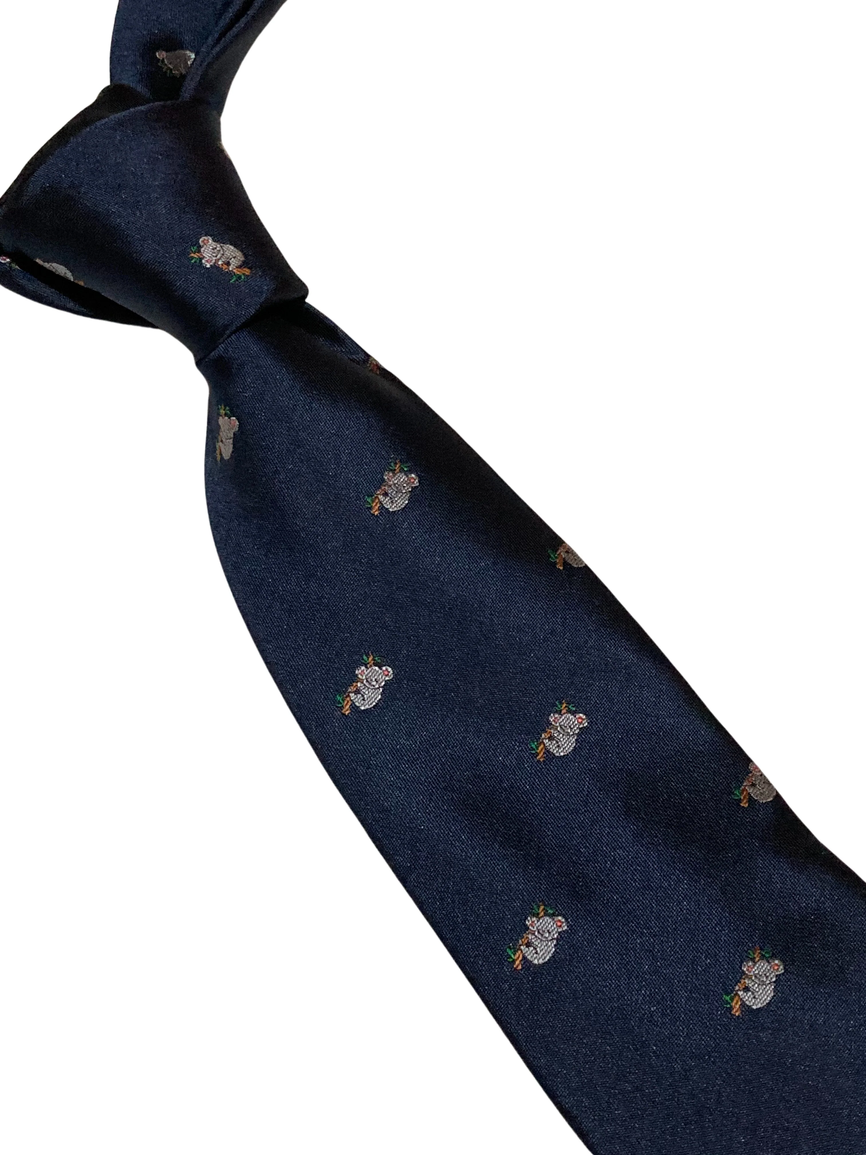 navy blue tie with cute koala bear embroidered design - Image 3