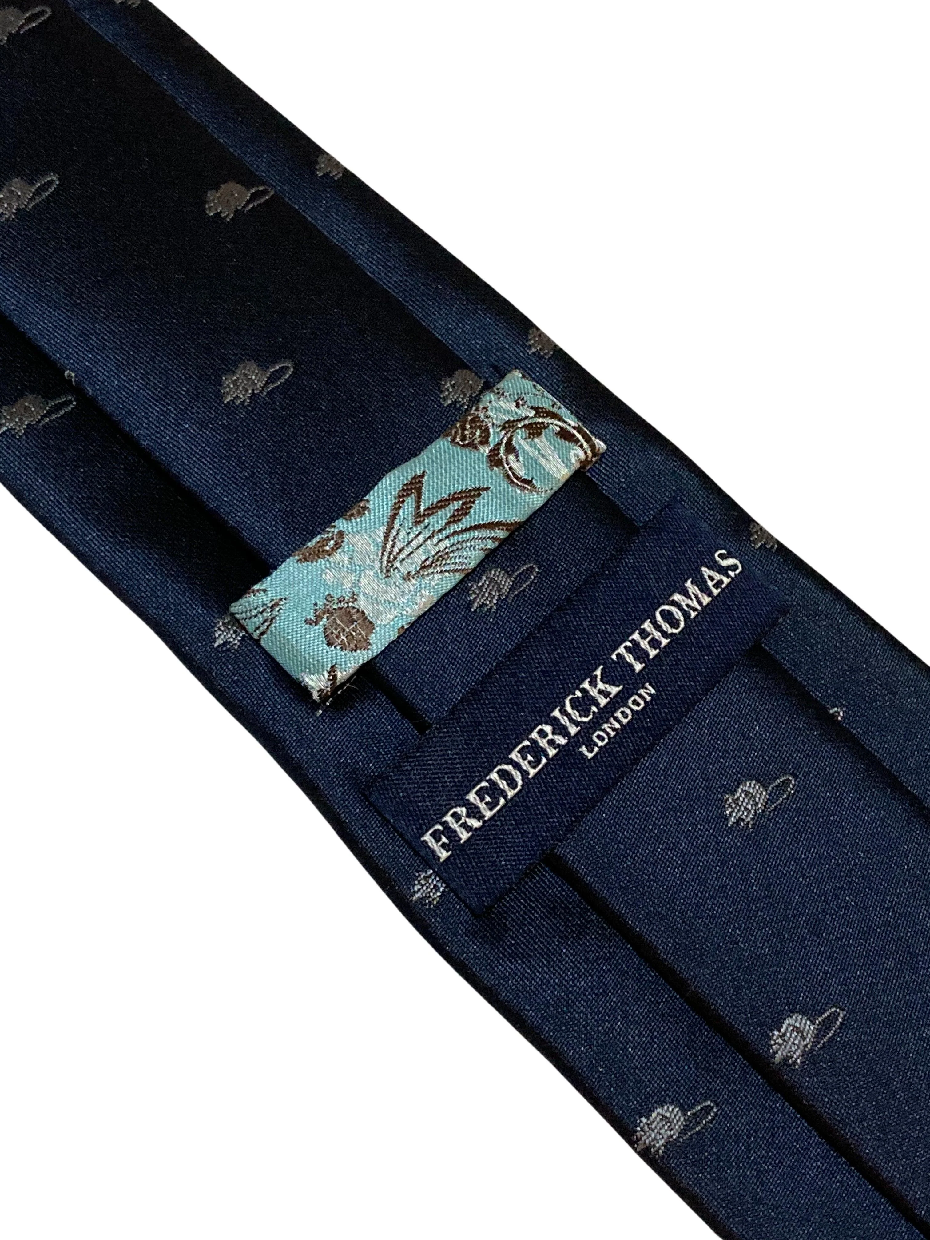 navy blue tie with cute mouse embroidered design - Image 3