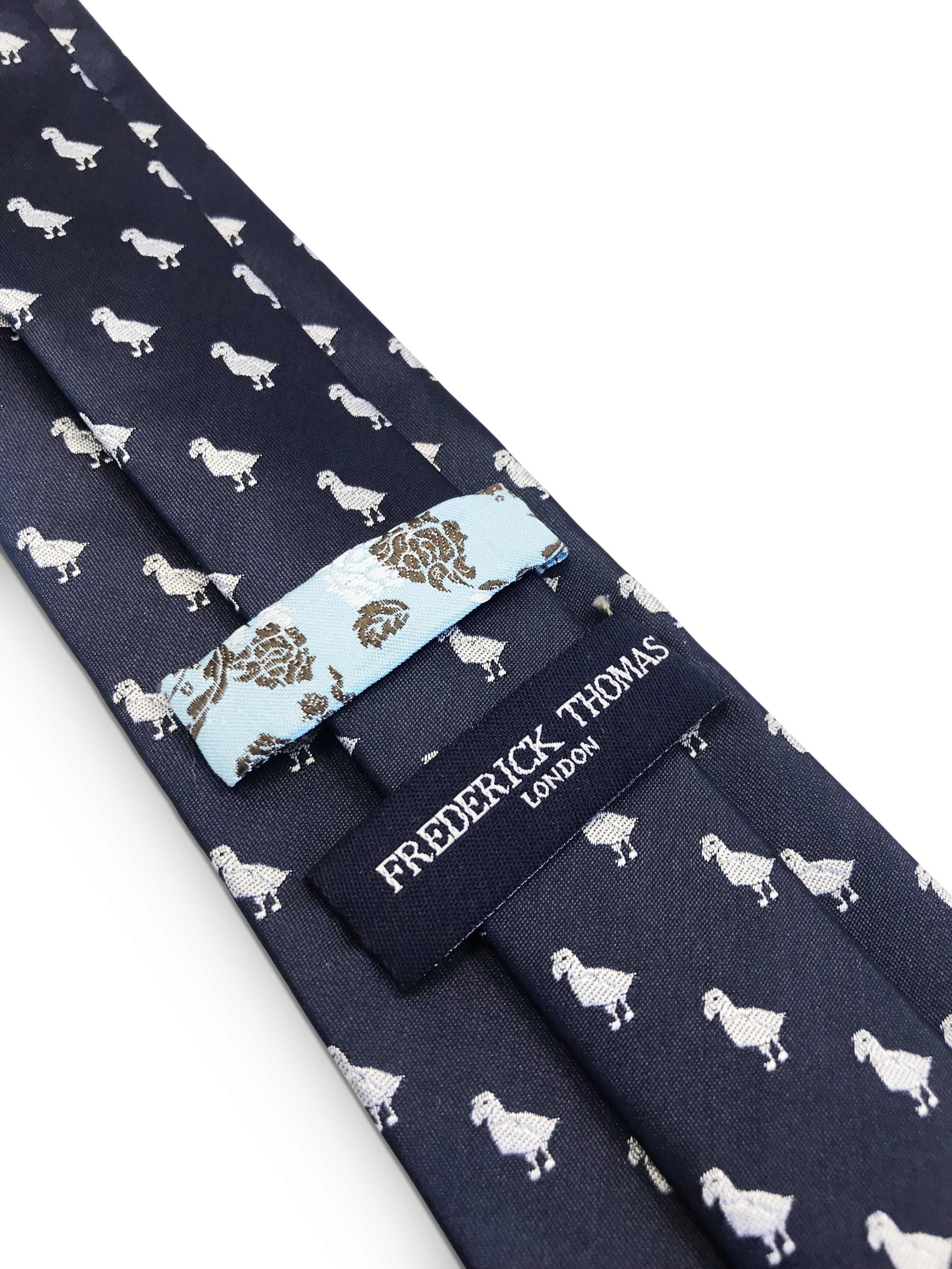 navy blue tie with dodo bird print design - Image 4