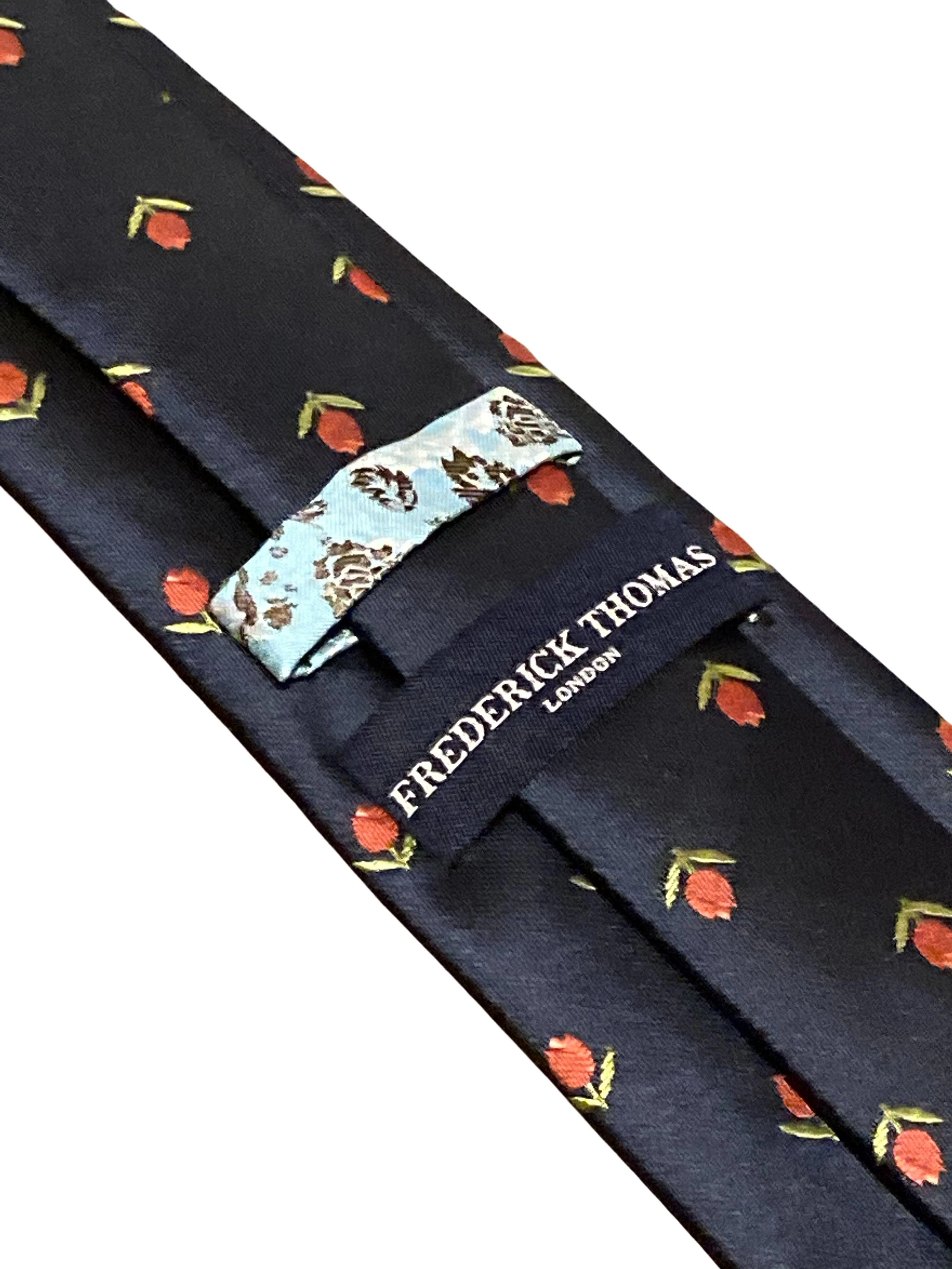 navy blue tie with Dutch tulip flower embroidered design - Image 4